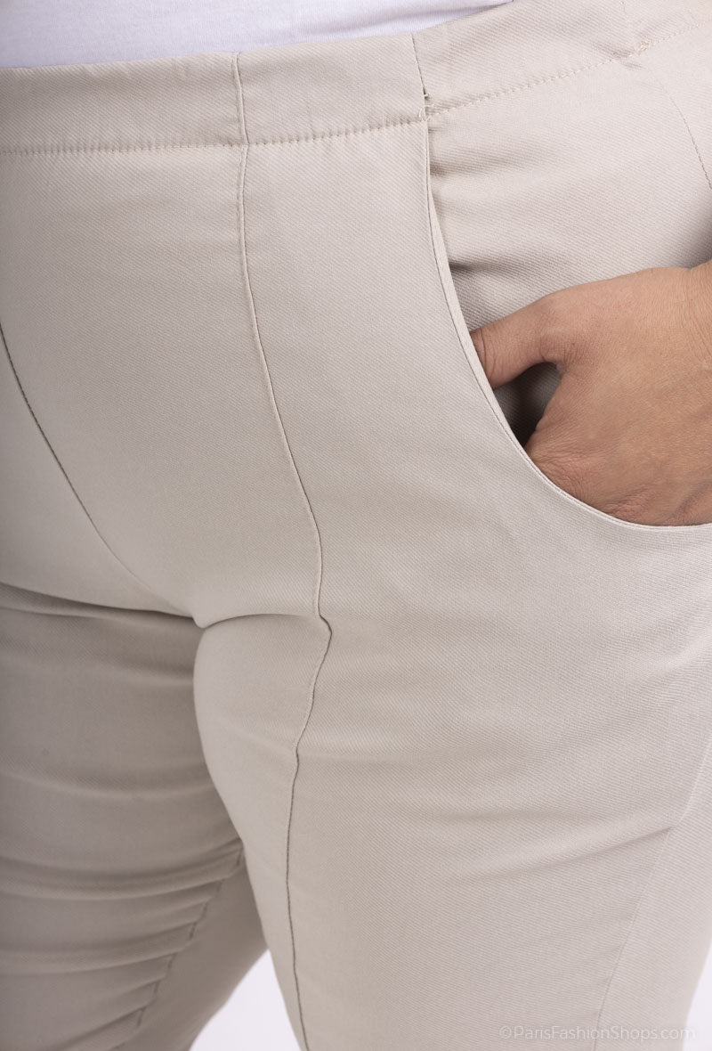 Cropped Stretch Pants i Stor Storlek