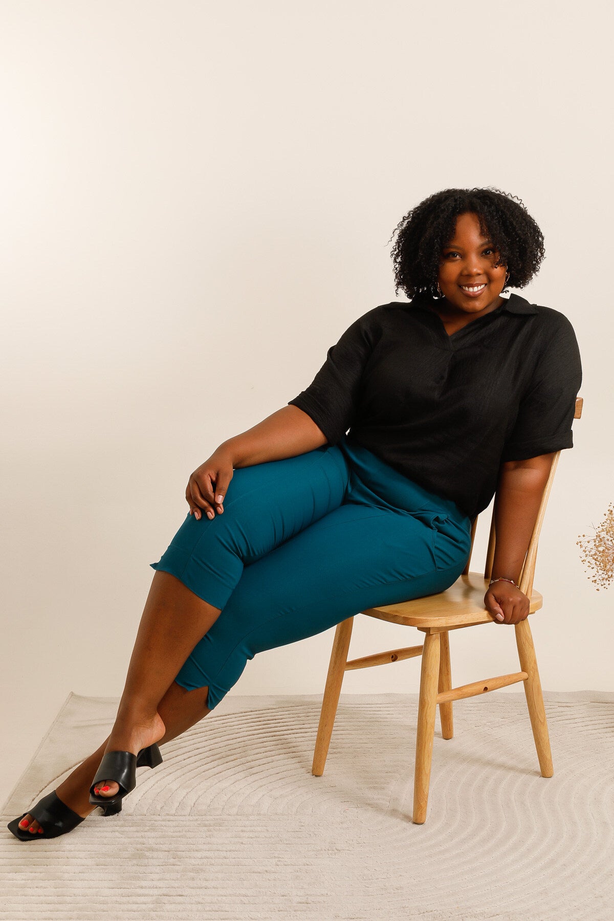 Cropped stretch pants i Stor Storlek