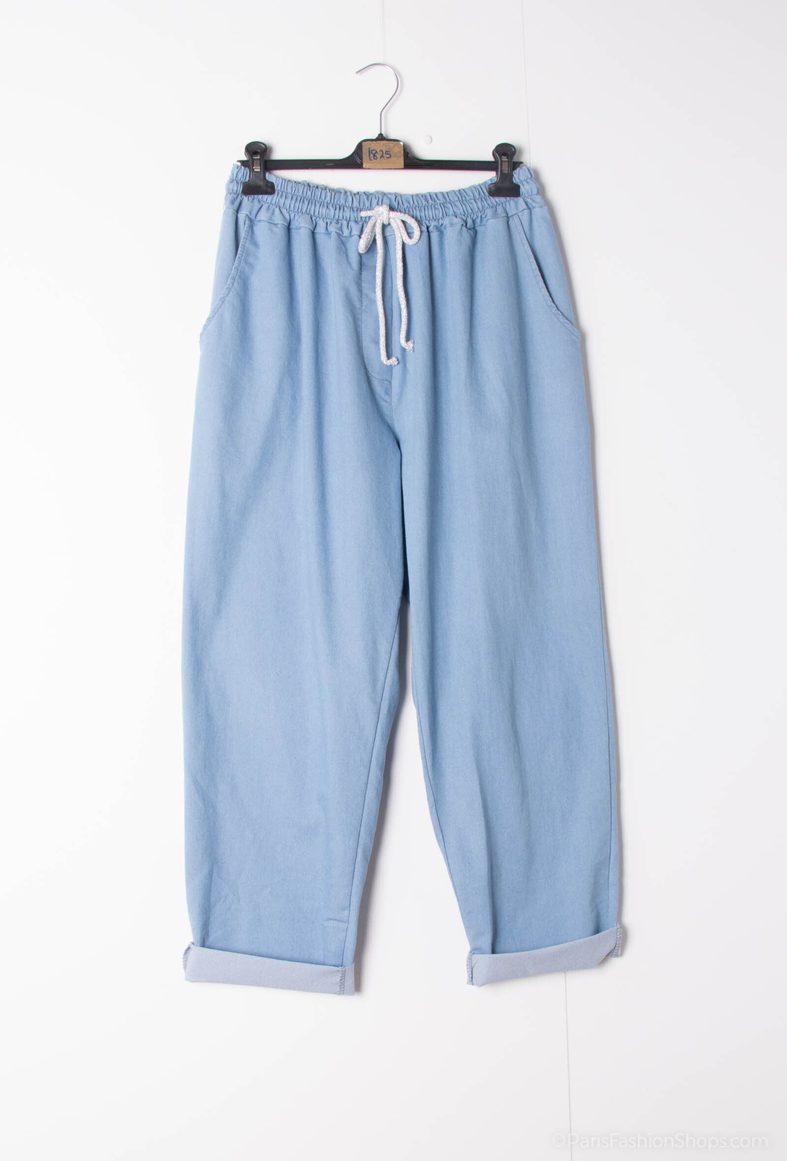 Stretchy elastic waist denim pants i Stor Storlek