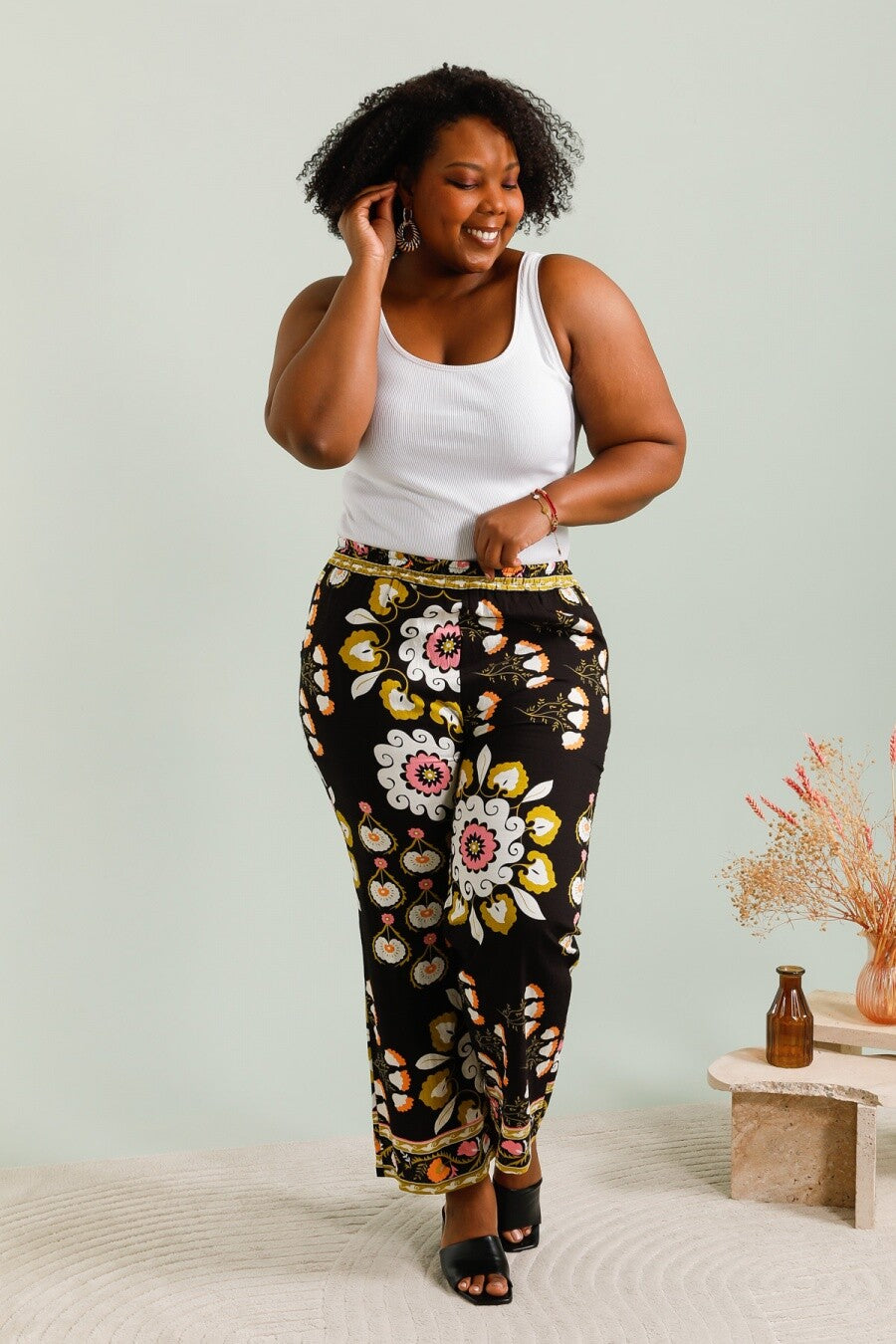 Large print pants with pockets i Stor Storlek