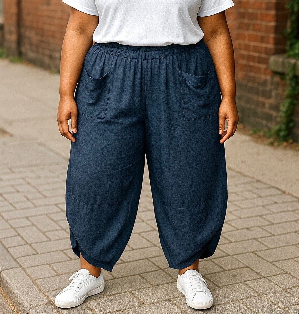 Plus Size Viscose crepe cargo pants