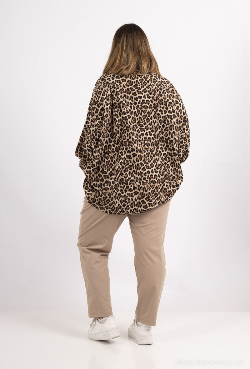 Carrott Pants i Blandad Bomullsjersey i Stor Storlek