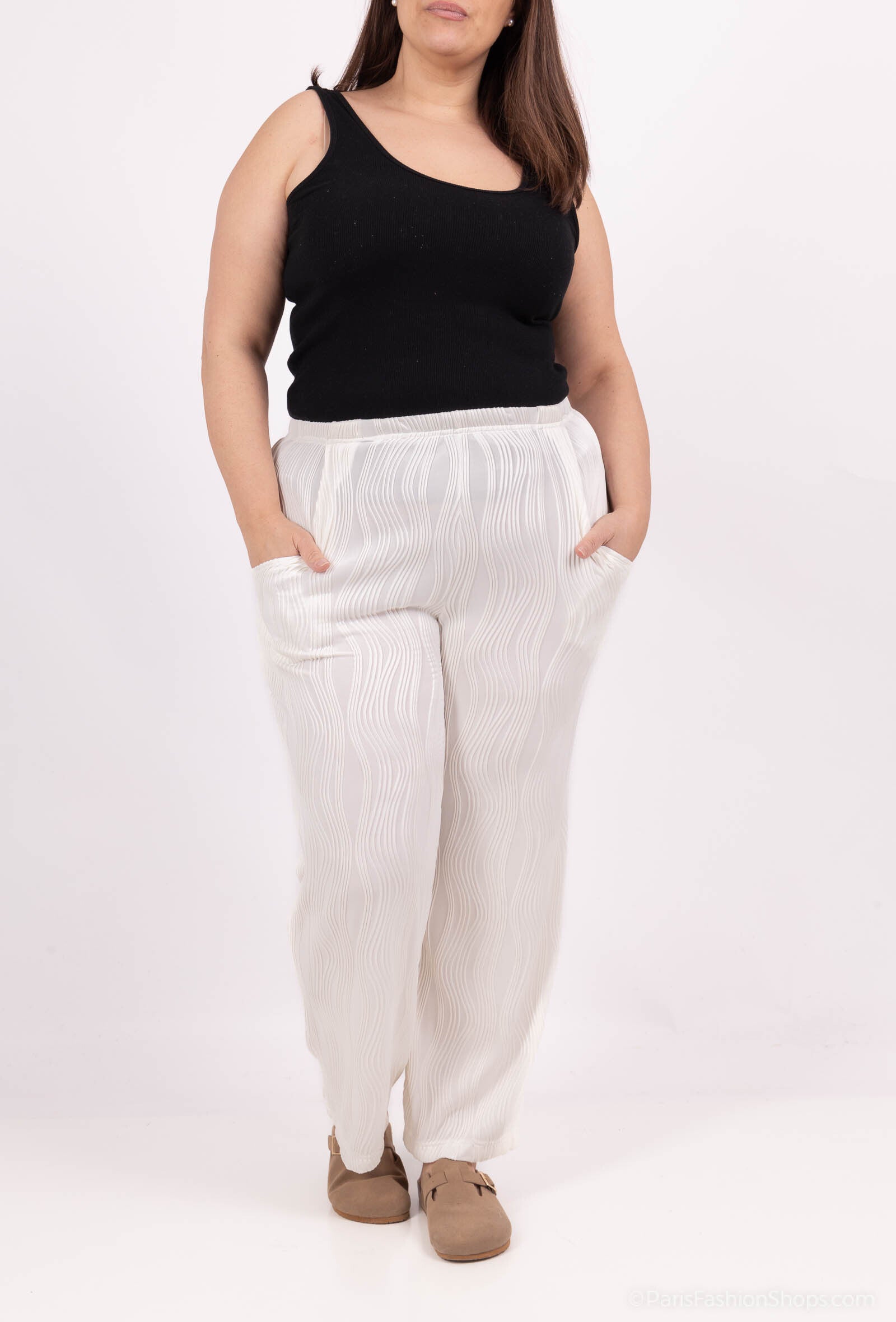 Plus Size Elastiska Midja Lätta Casual Byxor