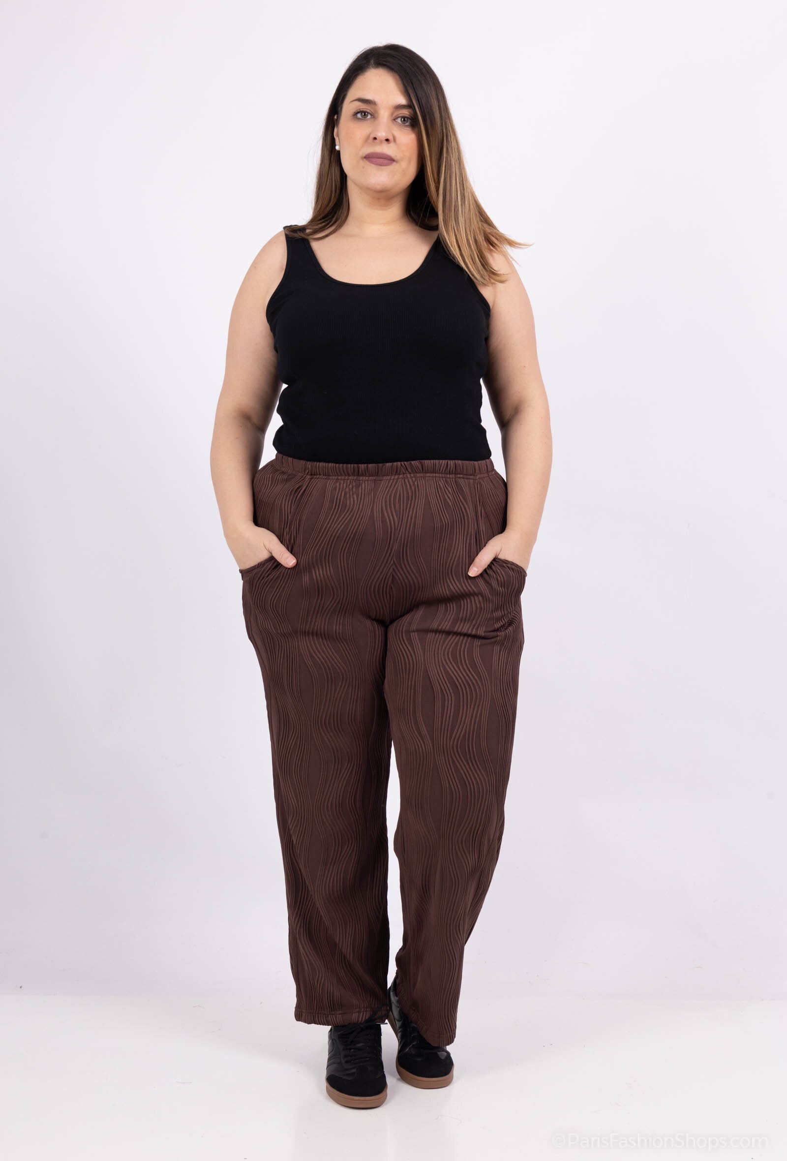 Avslappnade byxor med elastisk midja i plusstorlek