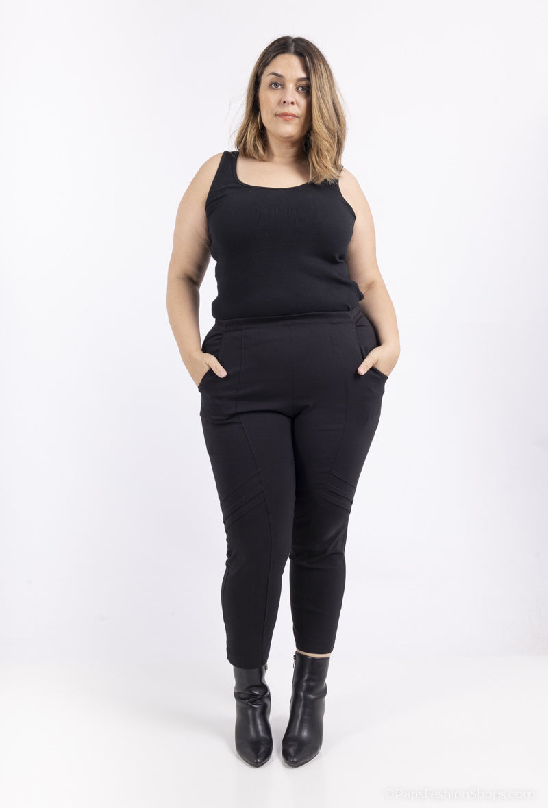 Plus Size Stretchbyxor med Detaljer