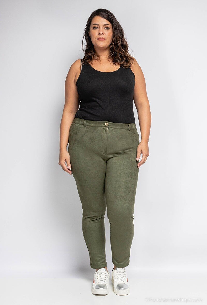 Suede pants i Stor Storlek