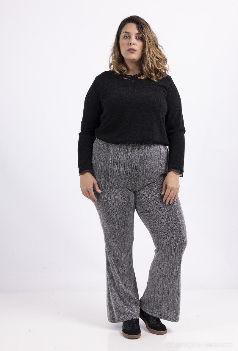 Plus Size Paljetterade Utsvängda Byxor