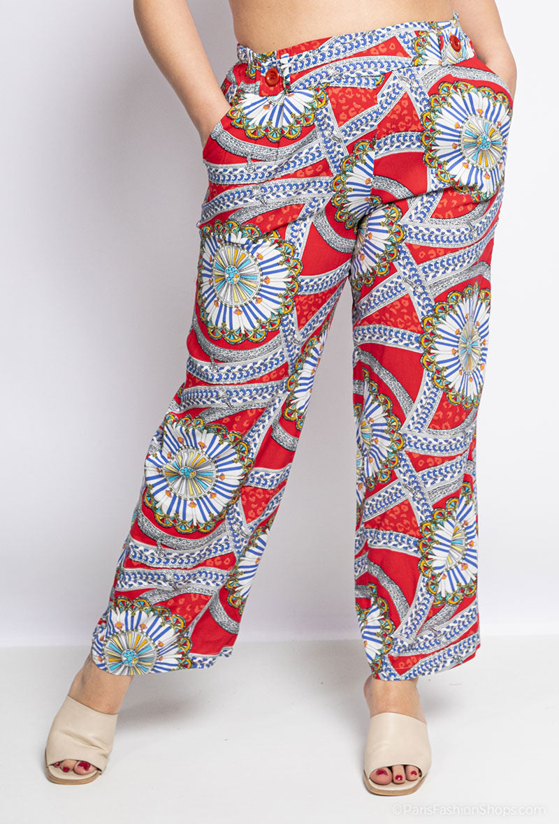 Printed pants i Stor Storlek