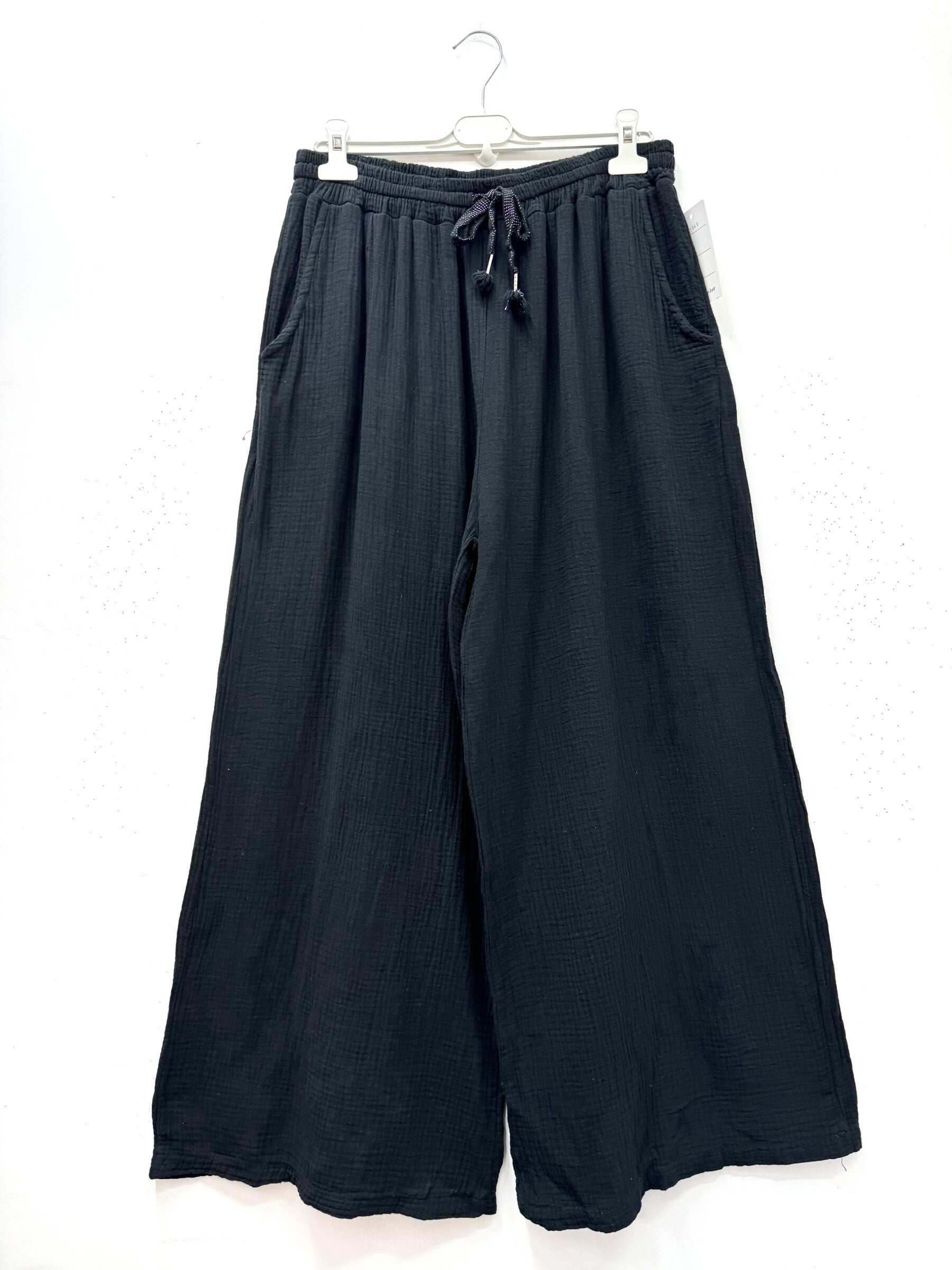 Plus Size Cotton gauze wide leg pants