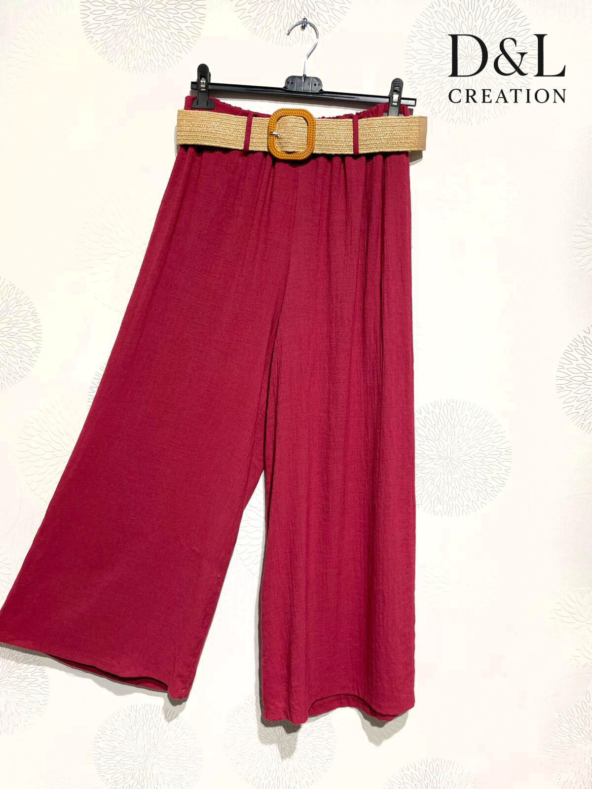 Plus Size Wide leg trousers 70% linen with belt size 38 to 50