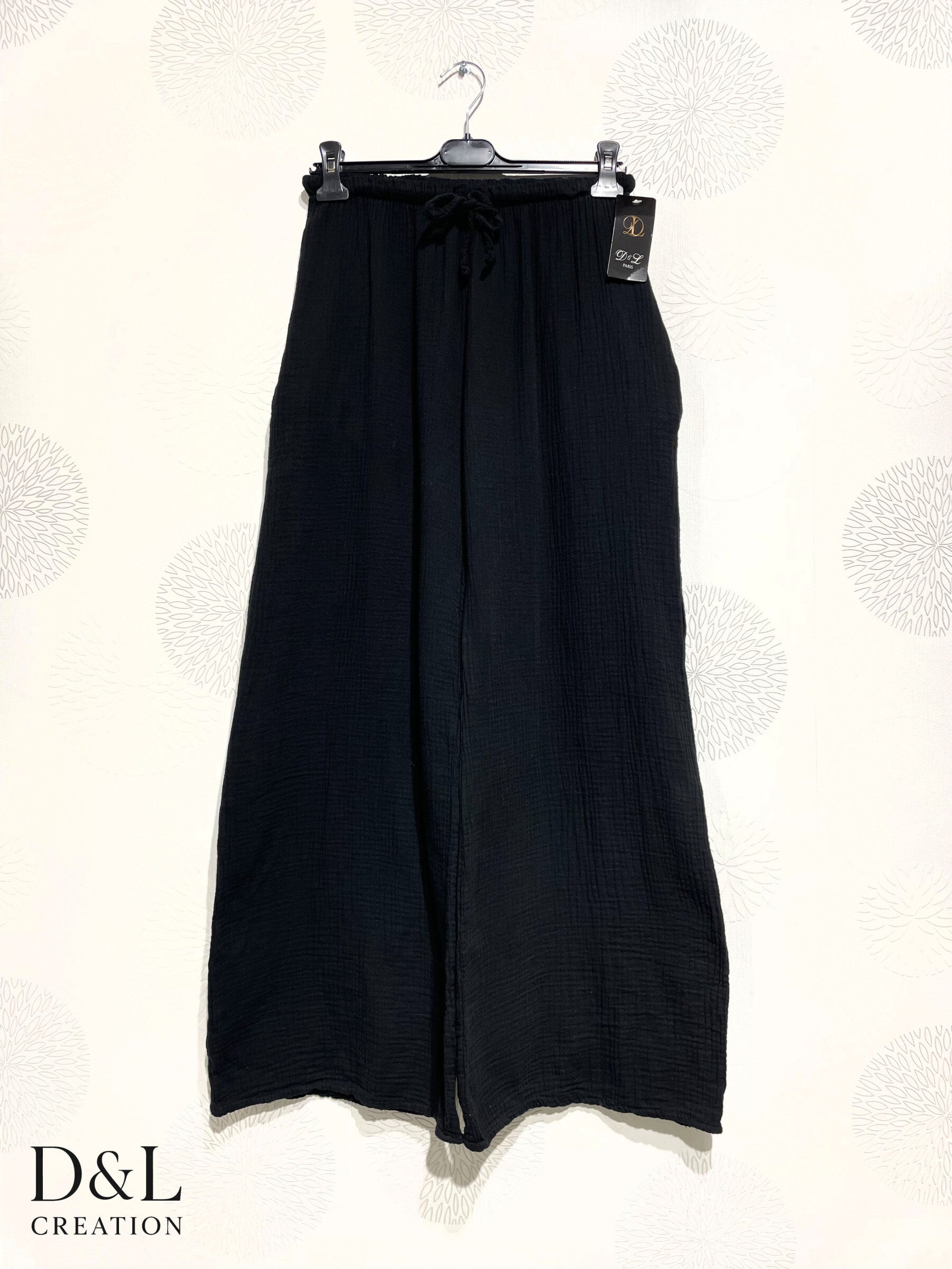 Plus Size Large leg pants in double cotton gauze T38 at T48