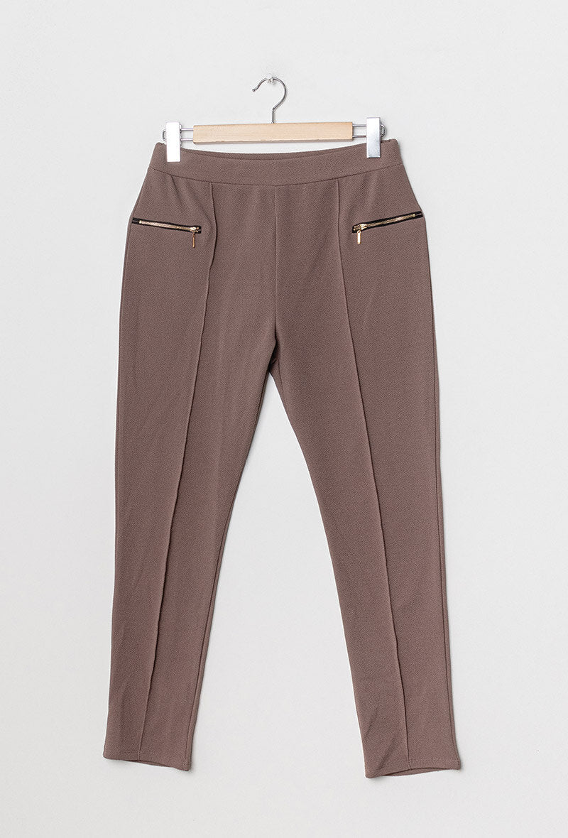 Plus Size Enkla Byxor med Dragkedjor