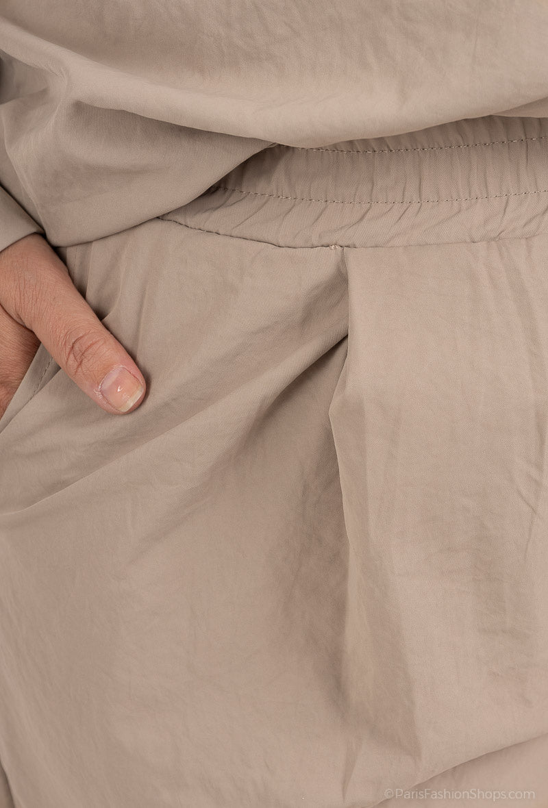 Elegant Solid Color Hemmed Trousers i Stor Storlek