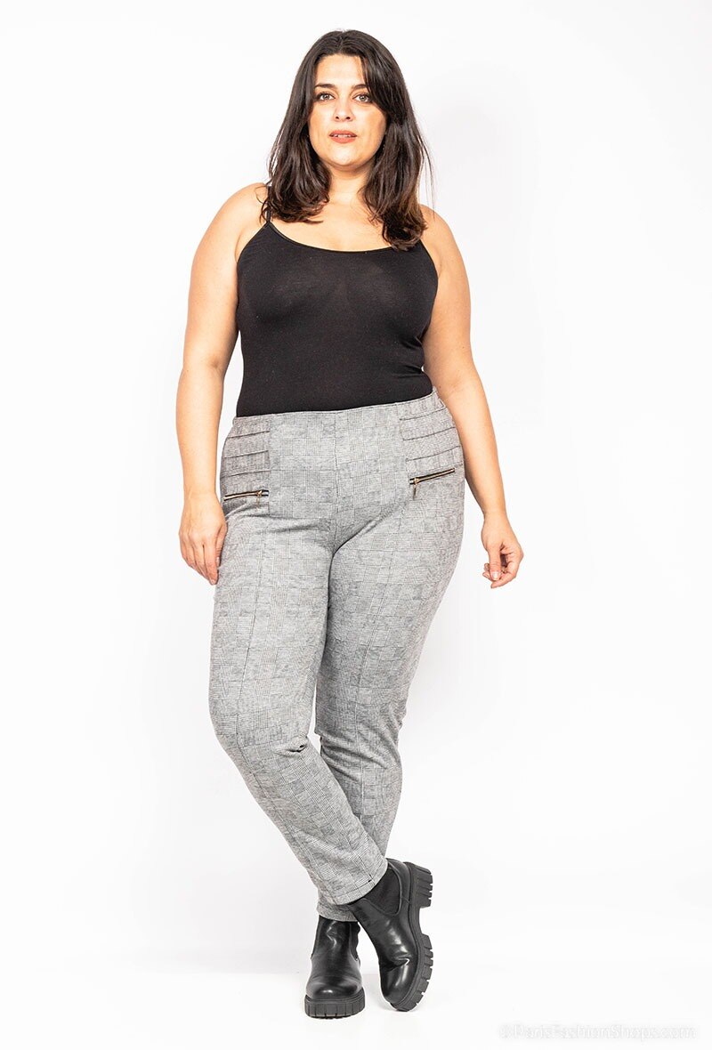 Plaid pants i Stor Storlek