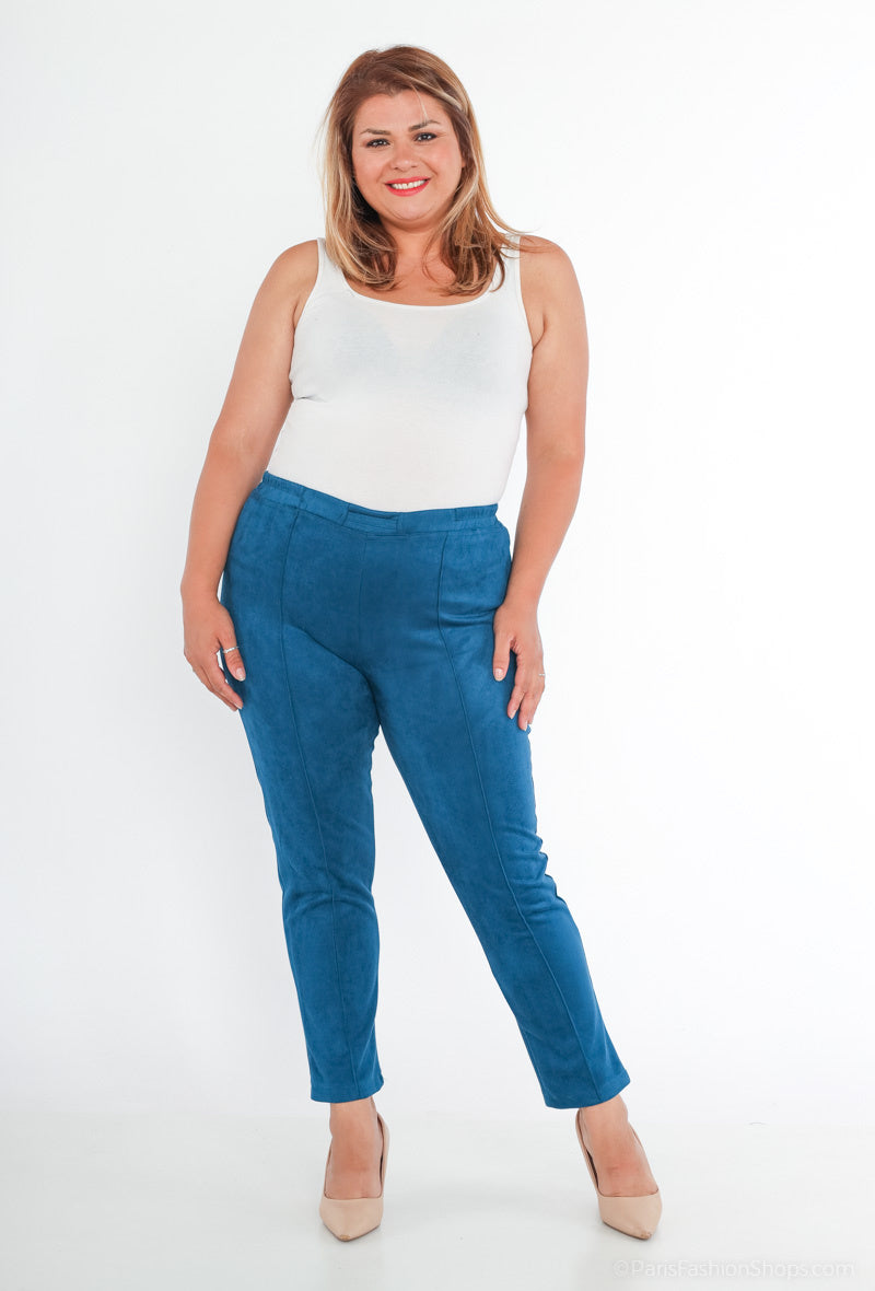 Plus Size Suede Effect Trousers for Stylish Comfort