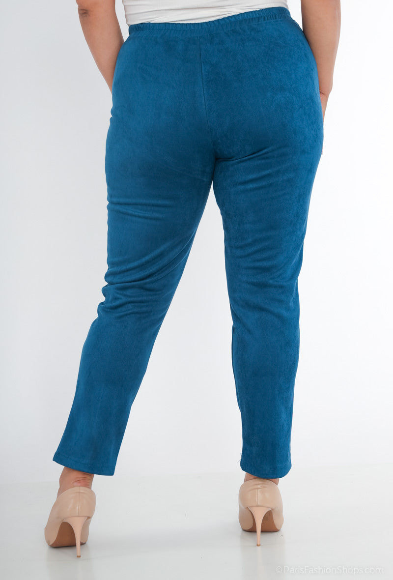Plus Size Suede Effect Trousers for Stylish Comfort