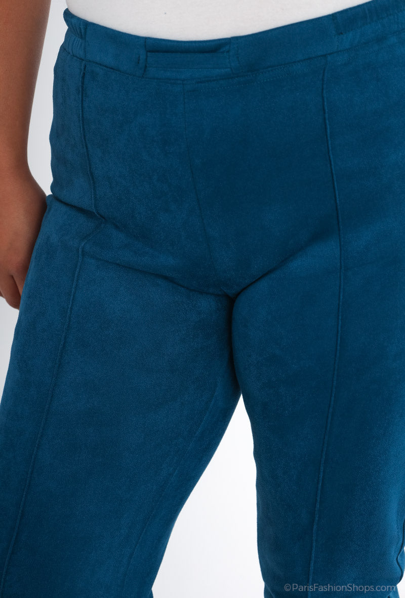 Plus Size Suede Effect Trousers for Stylish Comfort