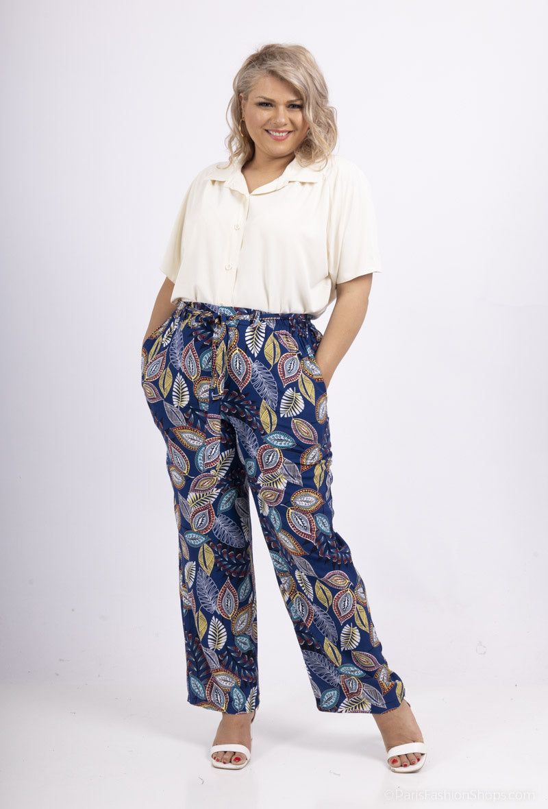 Plus Size Flowing Printed Pants