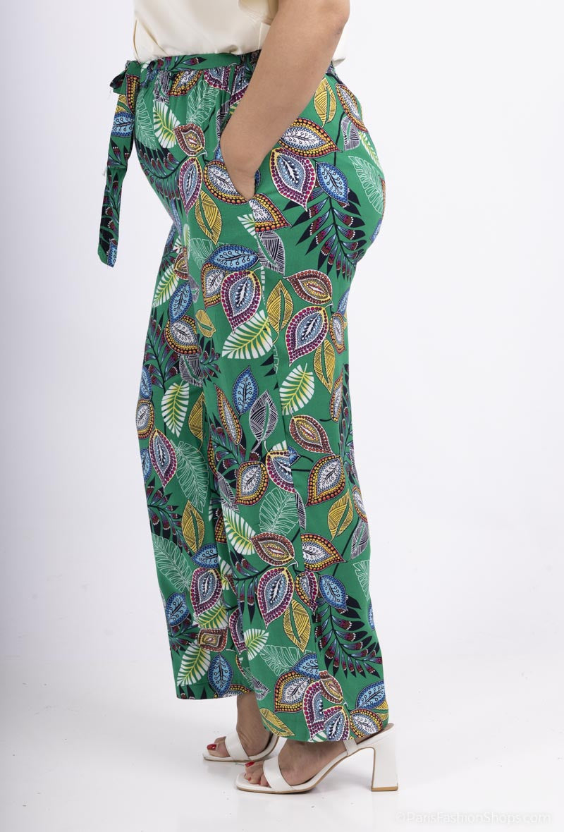 Fluid printed pants i Stor Storlek