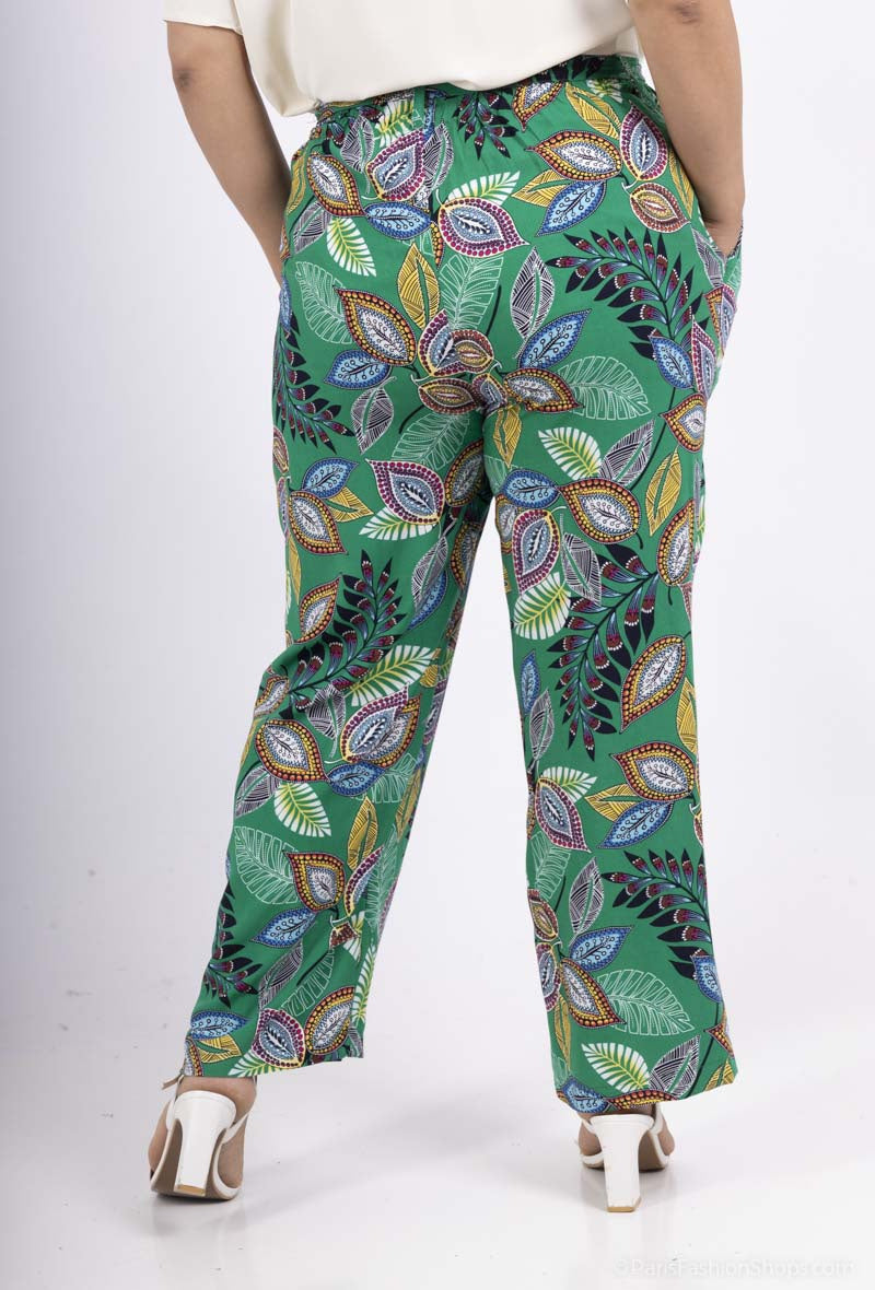 Fluid printed pants i Stor Storlek