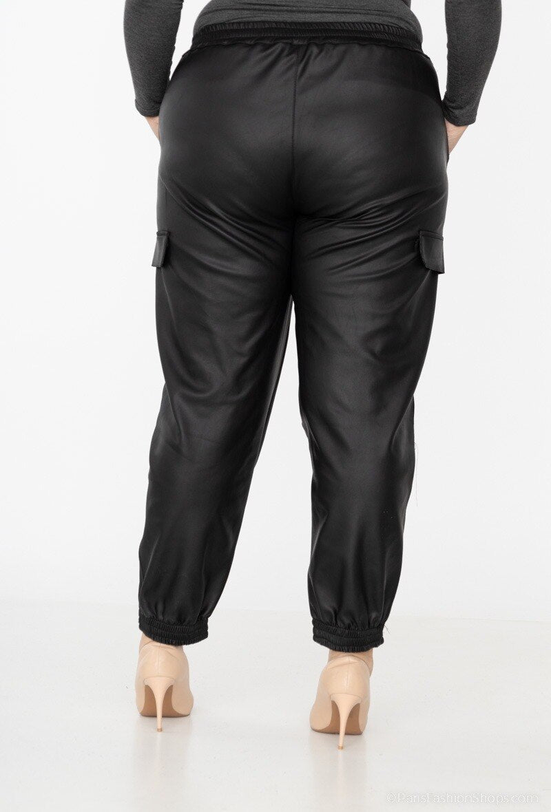 Faux läderbyxor i Stor Storlek