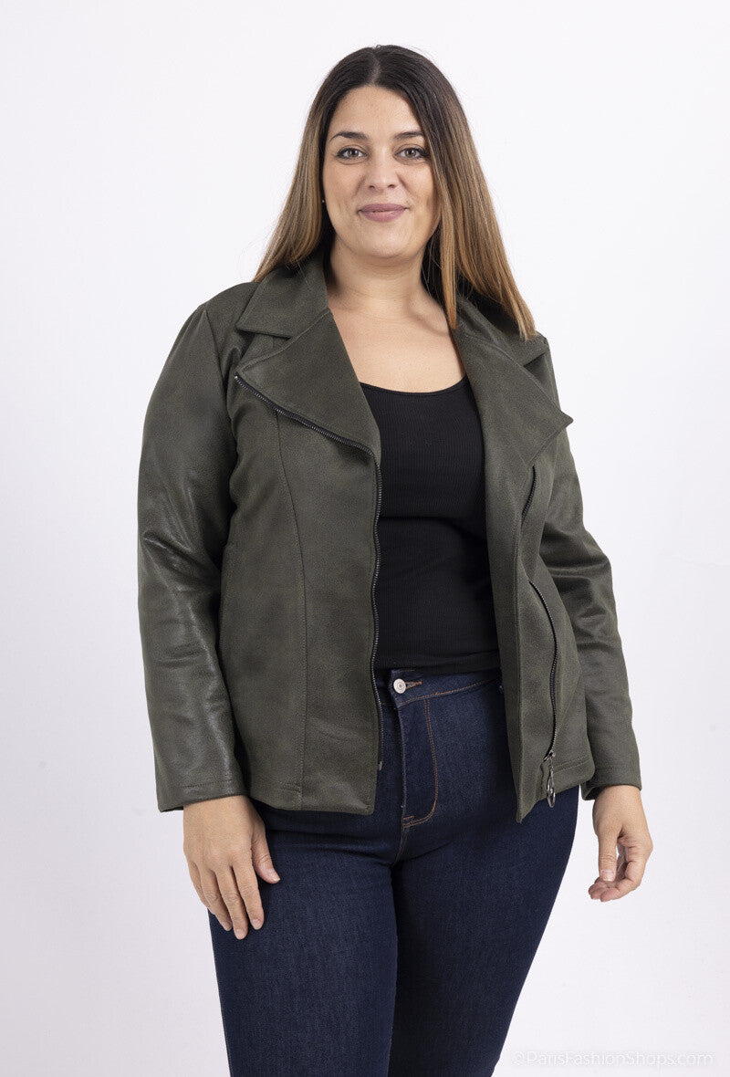 Plus Size Faux Leather Effect Perfecto Jacket