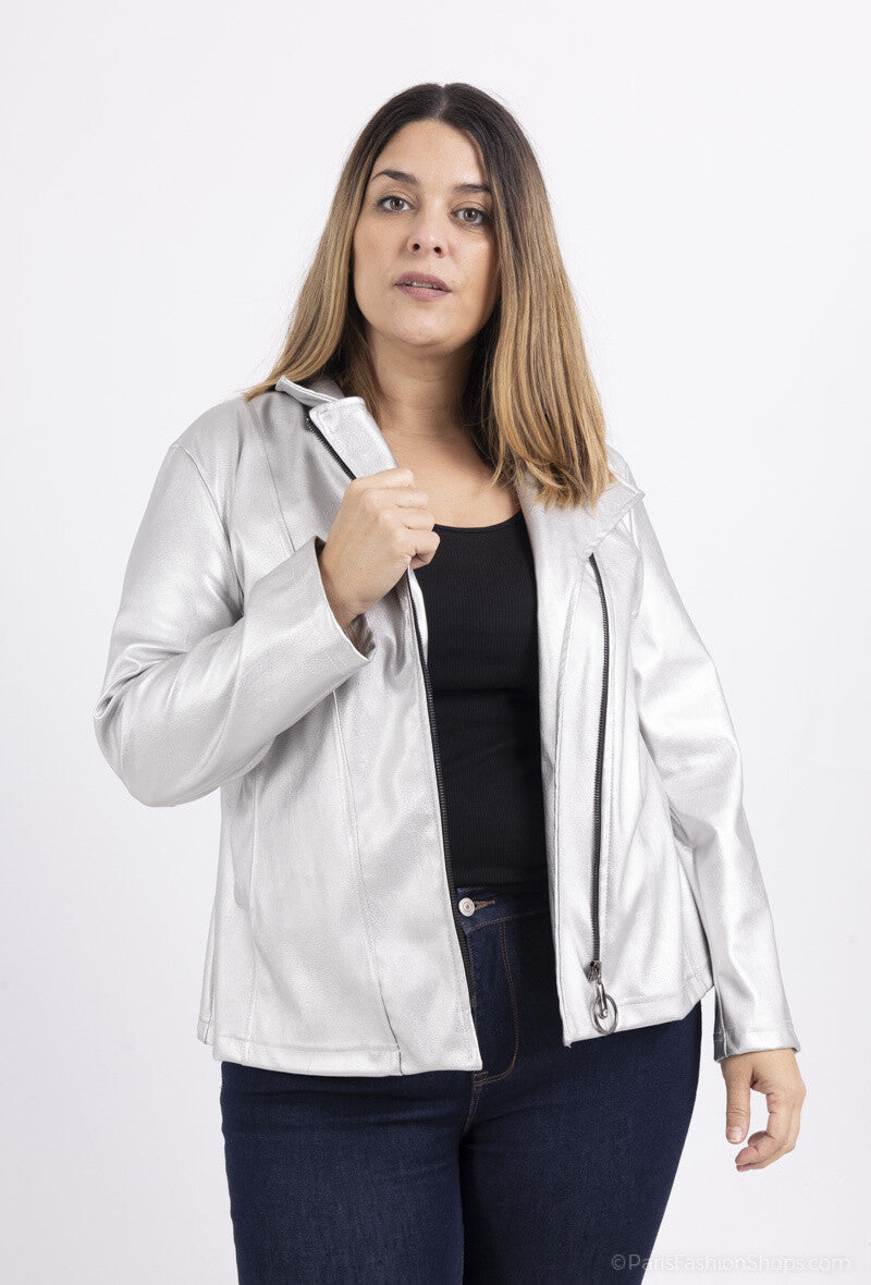 Plus Size Faux Leather Effect Perfecto Jacket