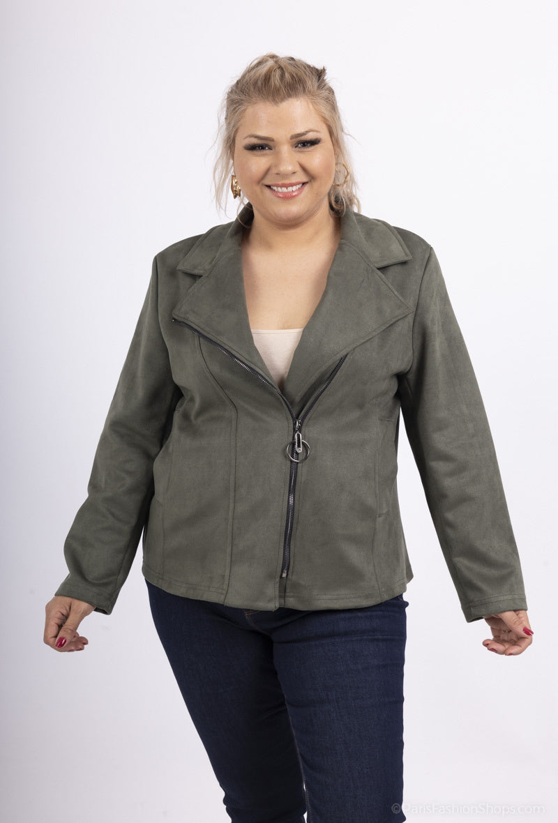 Plus Size Zipped Suede Perfecto