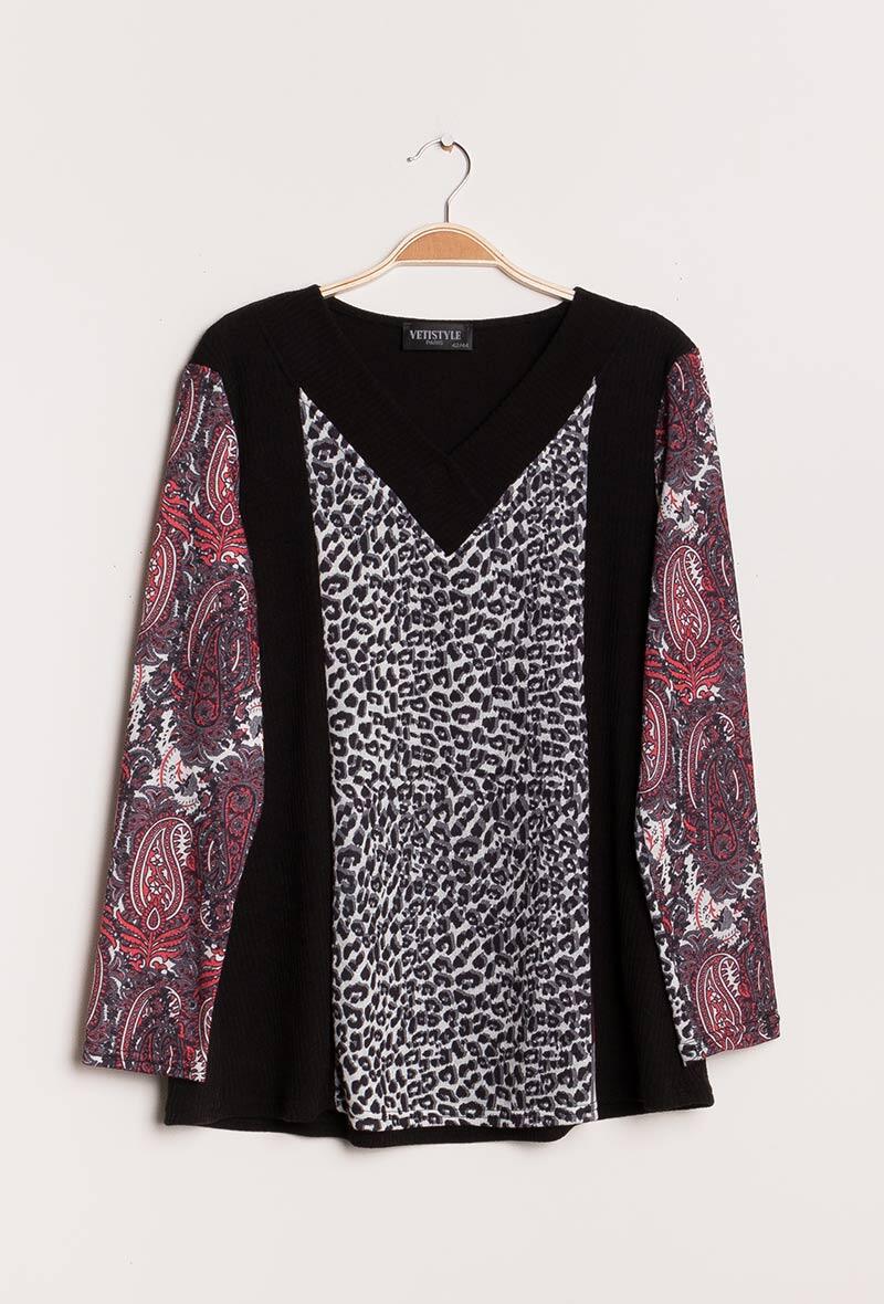 Sweater with printed detail i Stor Storlek