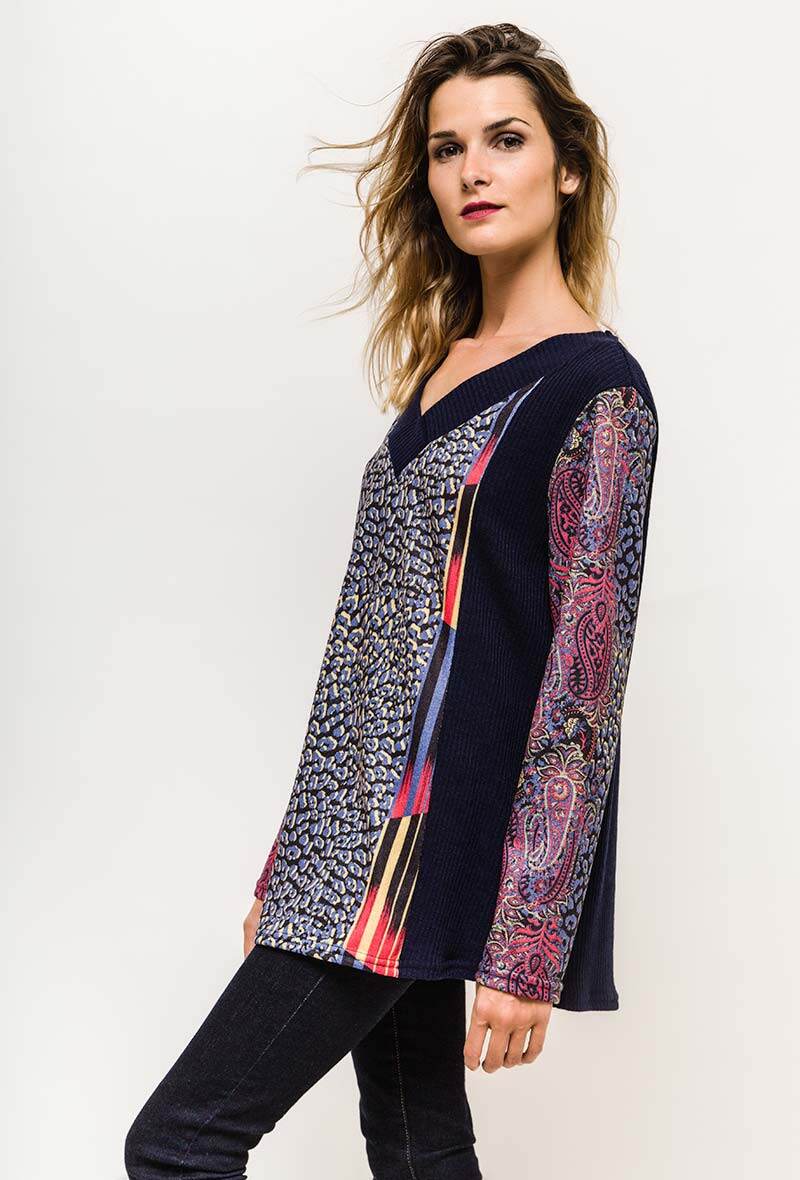 Sweater med tryckt detalj i Stor Storlek