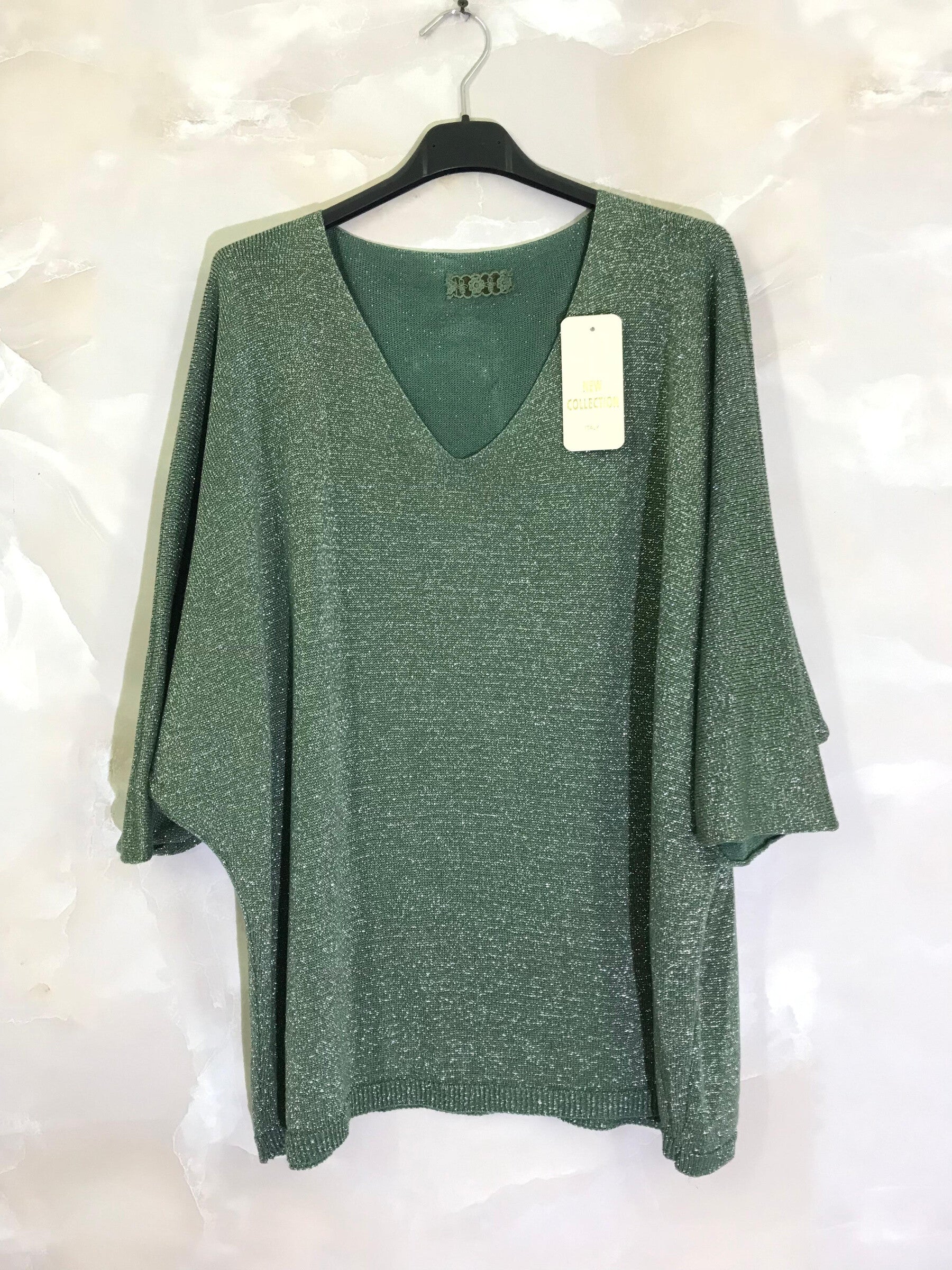 Plus Size Shiny sen V-neck