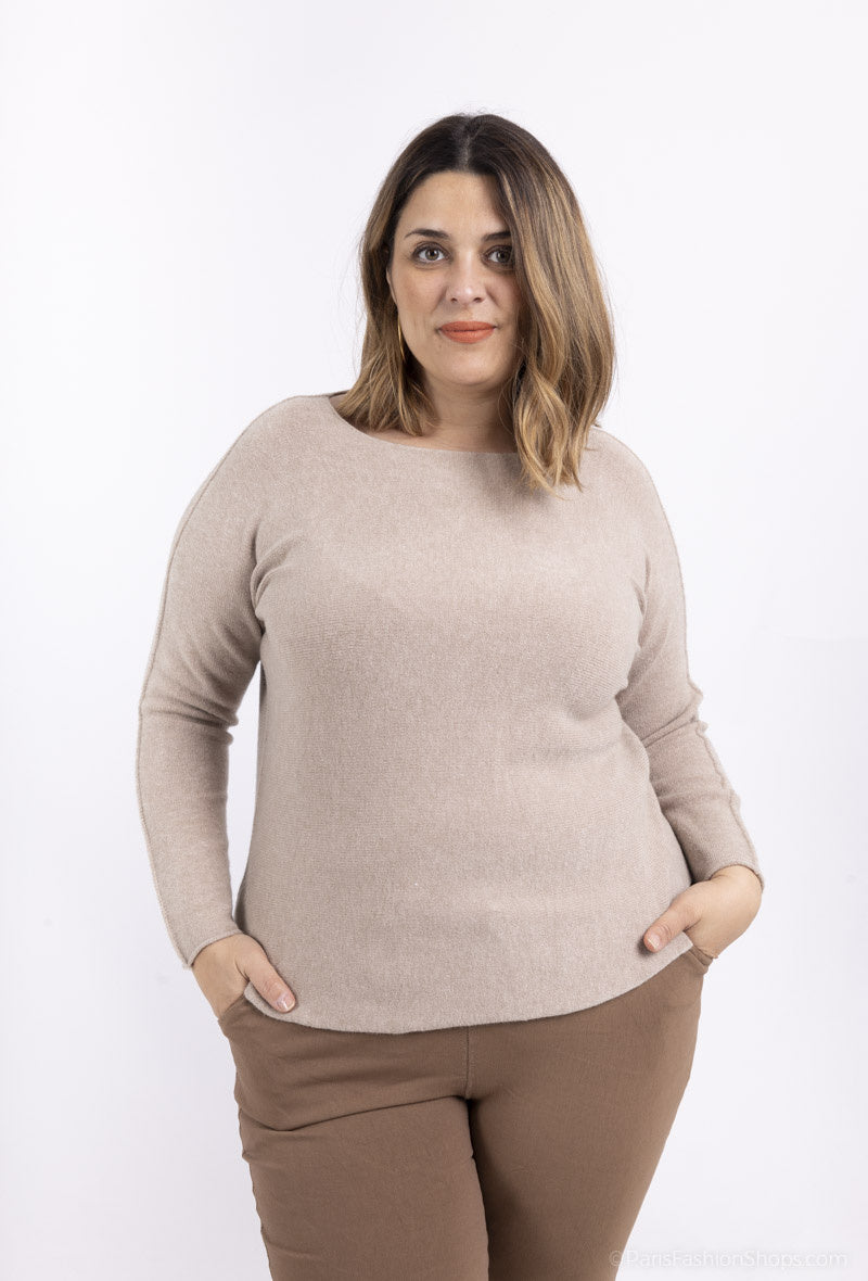 Plus Size Enkel Rundhalsad Elastisk Tröja
