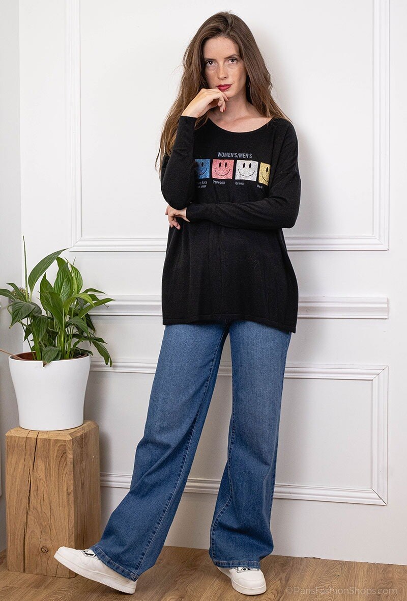 Plus Size Printed Knit Sweater