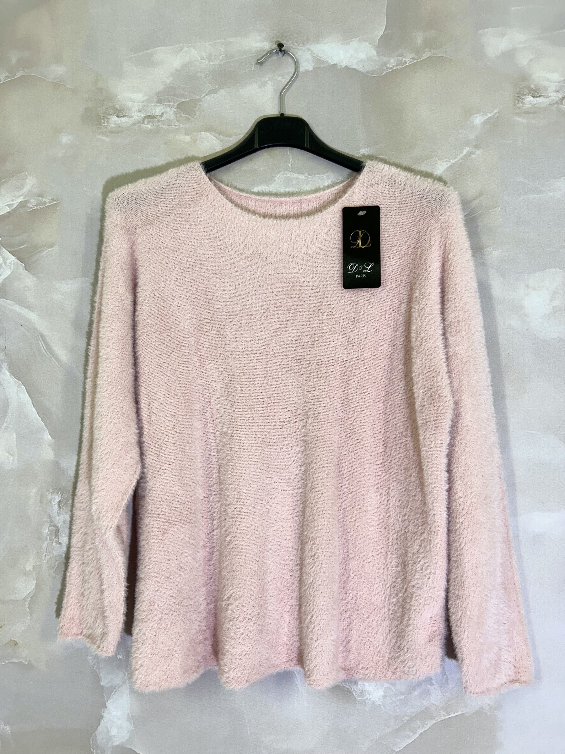 Plus Size Extra Mjuk Stretch Tröja med Kaninpäls Effekt