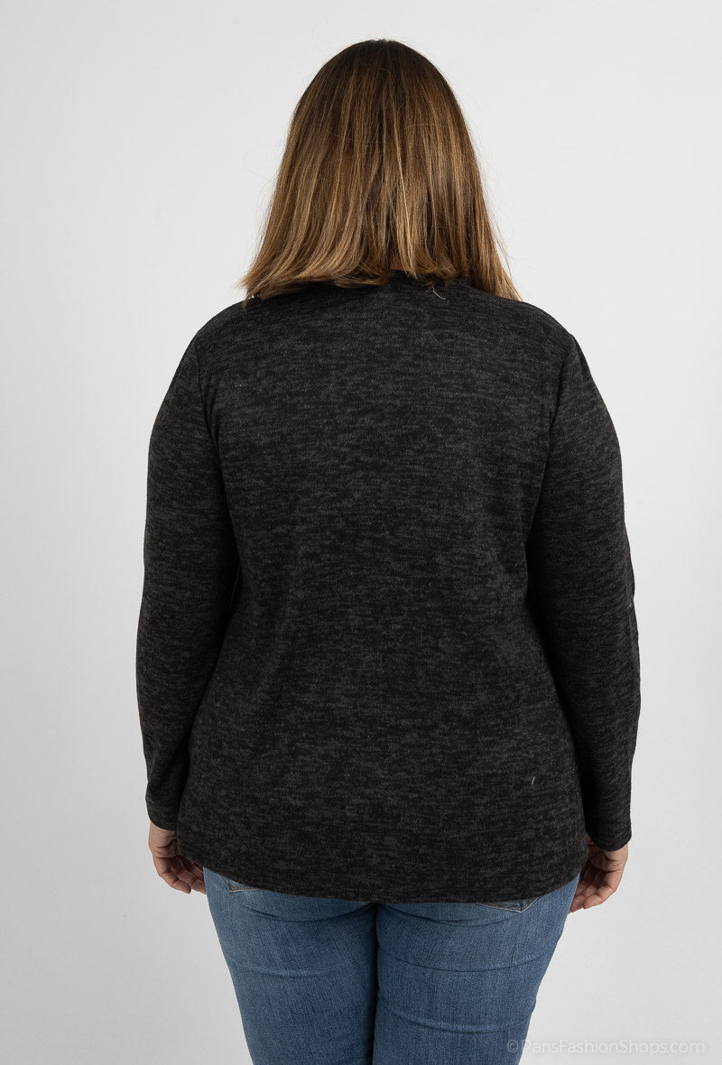 Ruffle Printed Sweater i Stor Storlek