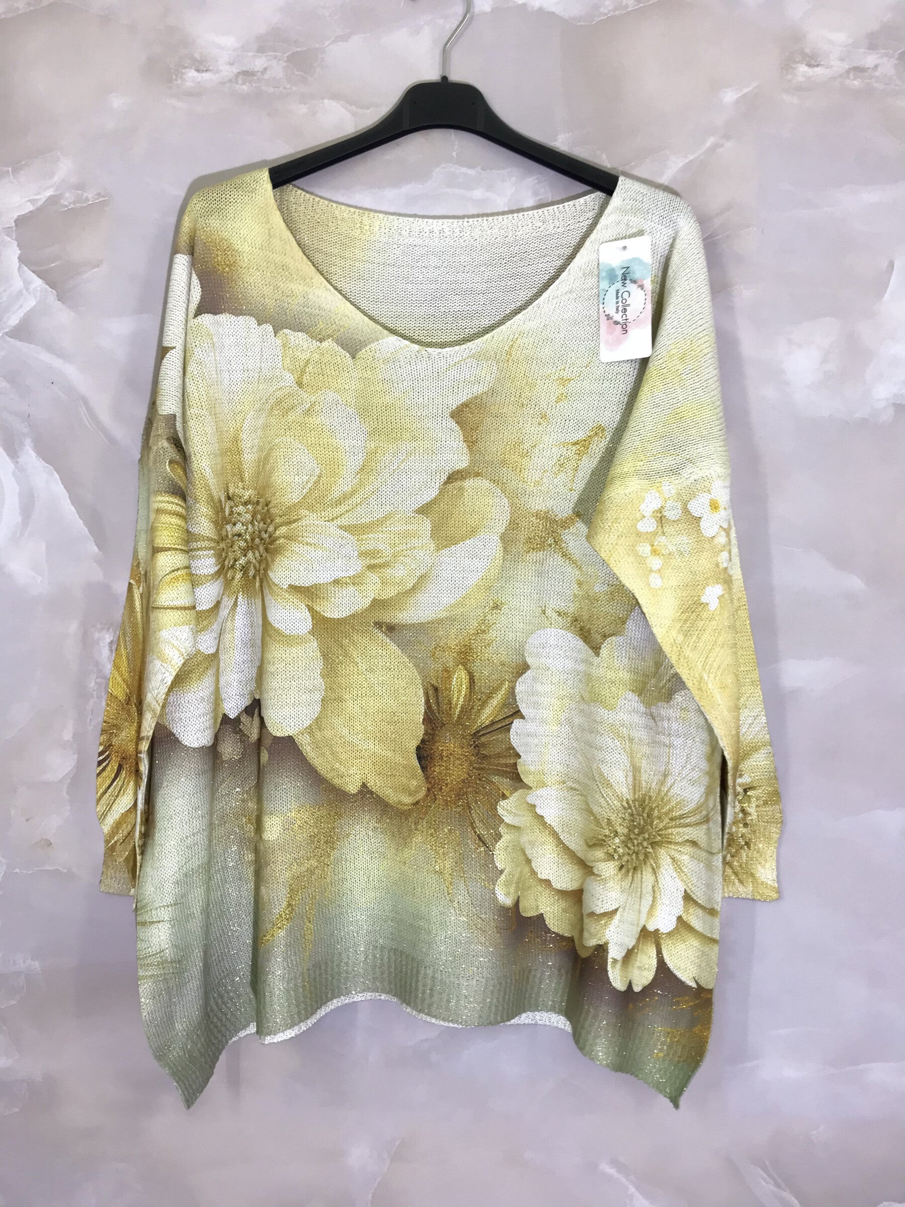 Pull Knit med Tryck Fram och Bak i Stor Storlek