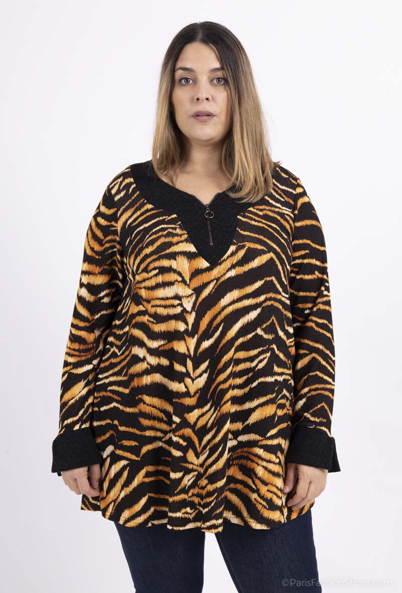 Plus Size Tryckta Zip-hoodies