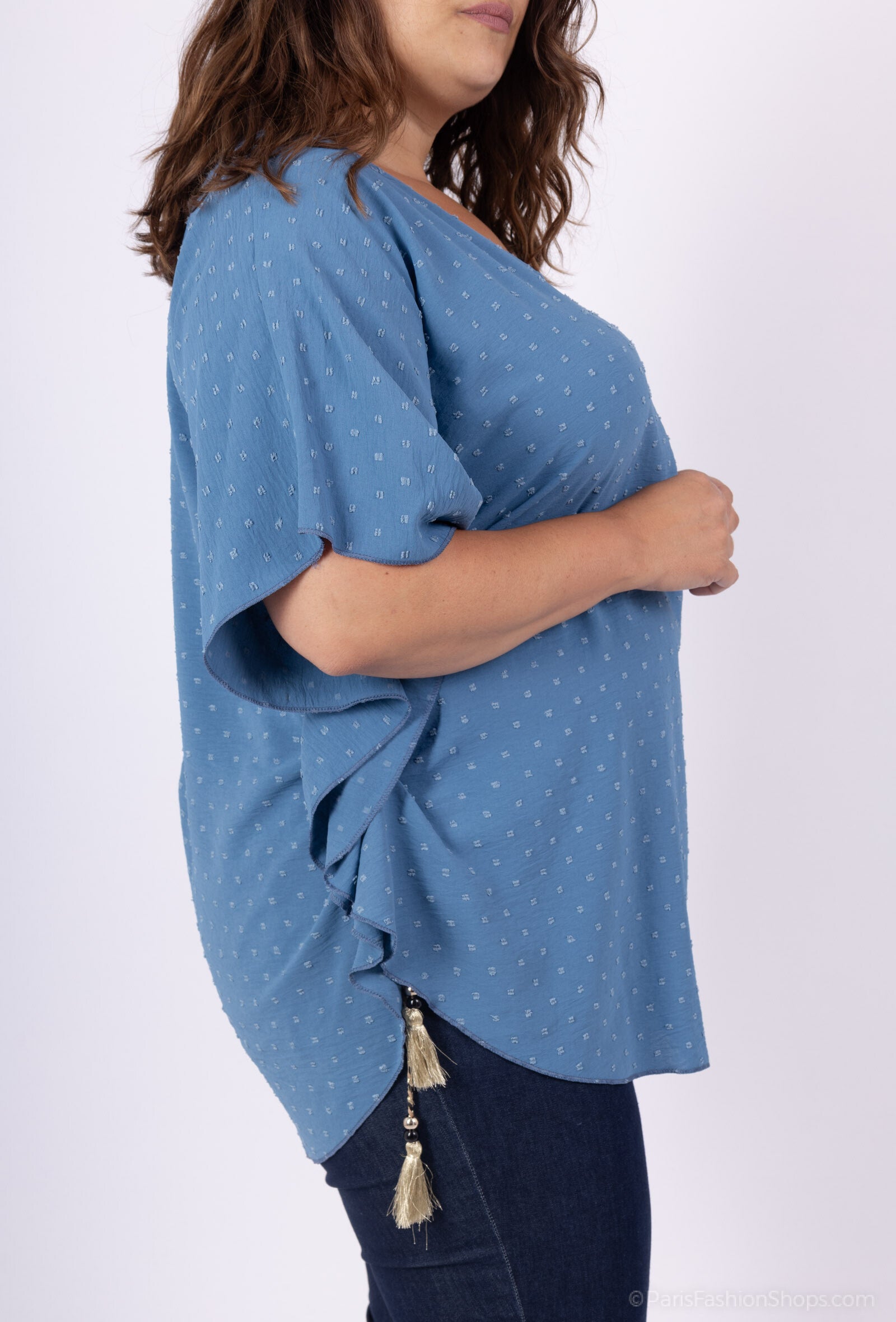 Viscose Blus med Bågar i Plus Size – REF: H5125-1, Längd: 86 cm