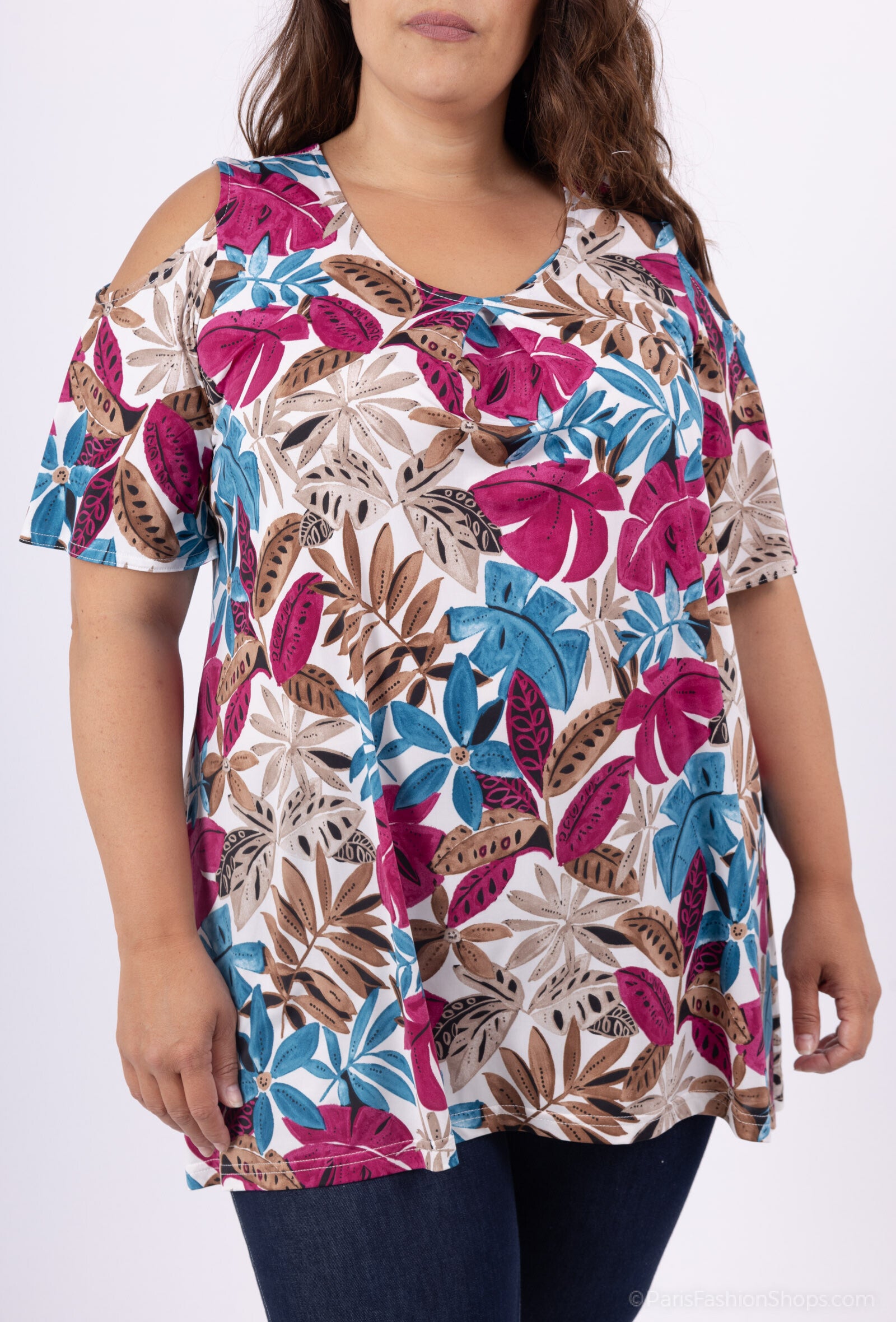 Korsad ryggtunika i plus size – REF:H5135-1, 85 cm