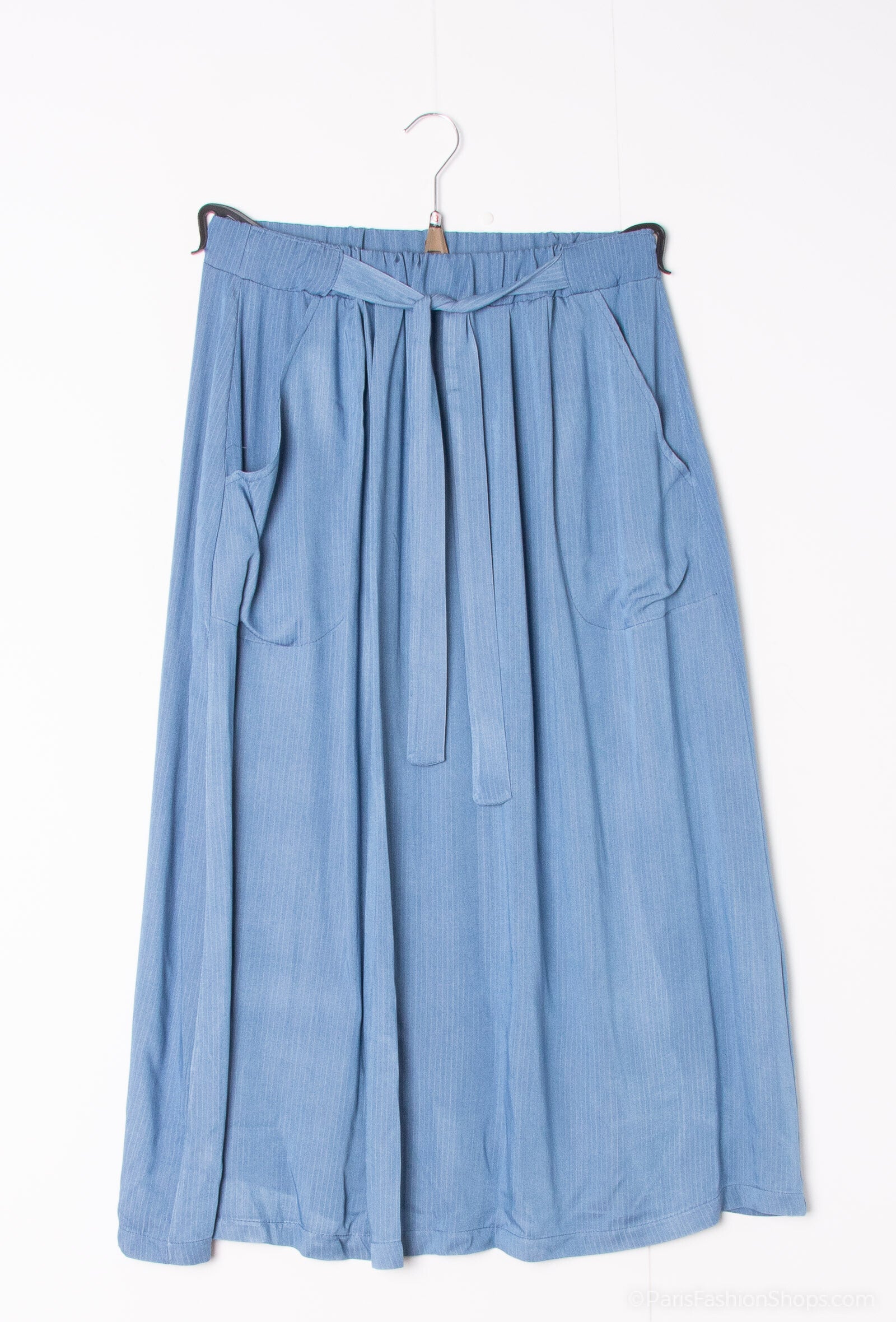 Plus Size Denimkjol med Knytnot i Fickor - REF:J2312