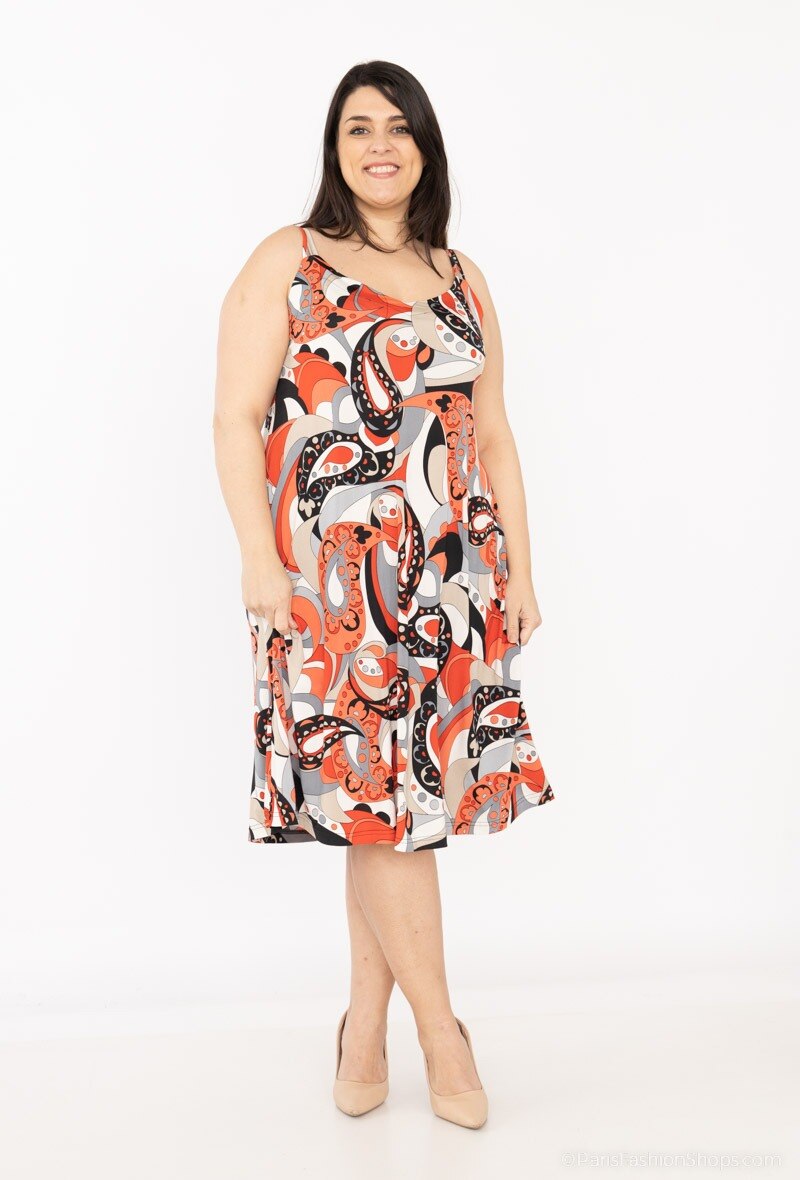 Plus Size Printed spaghetti strap dress