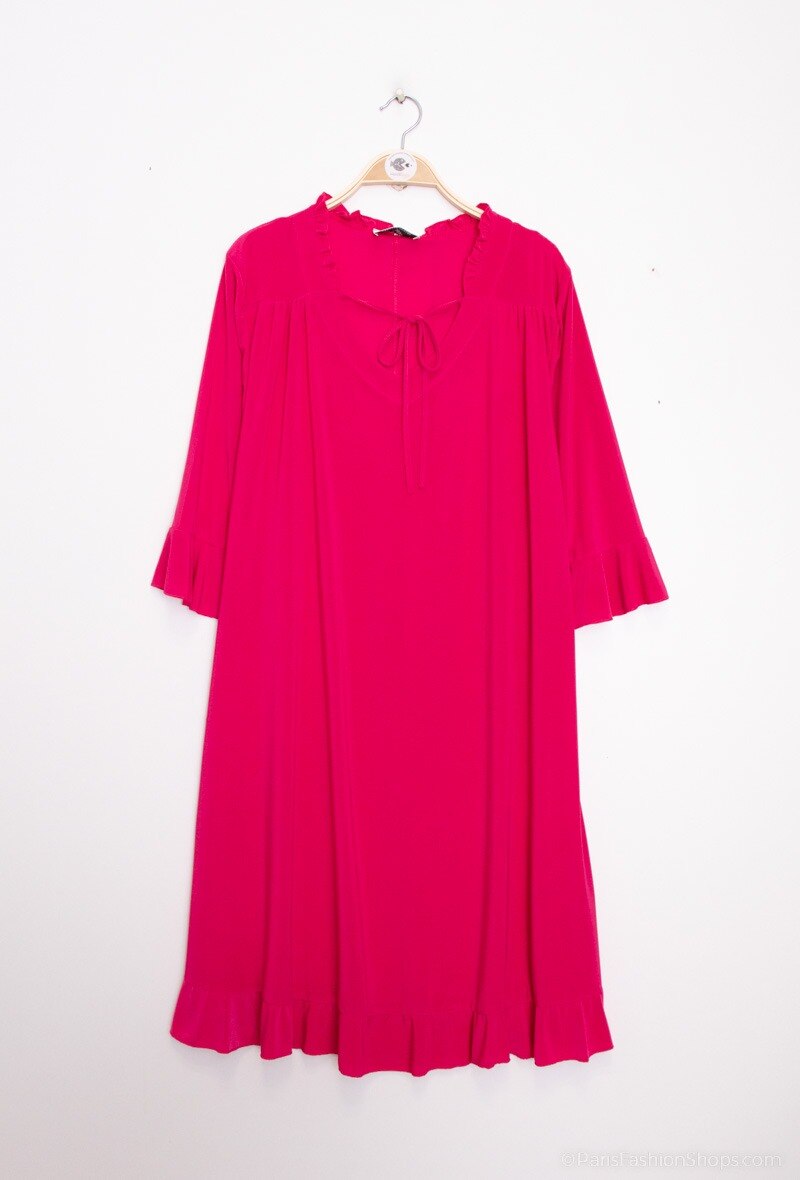 Plain dress with bow i Stor Storlek