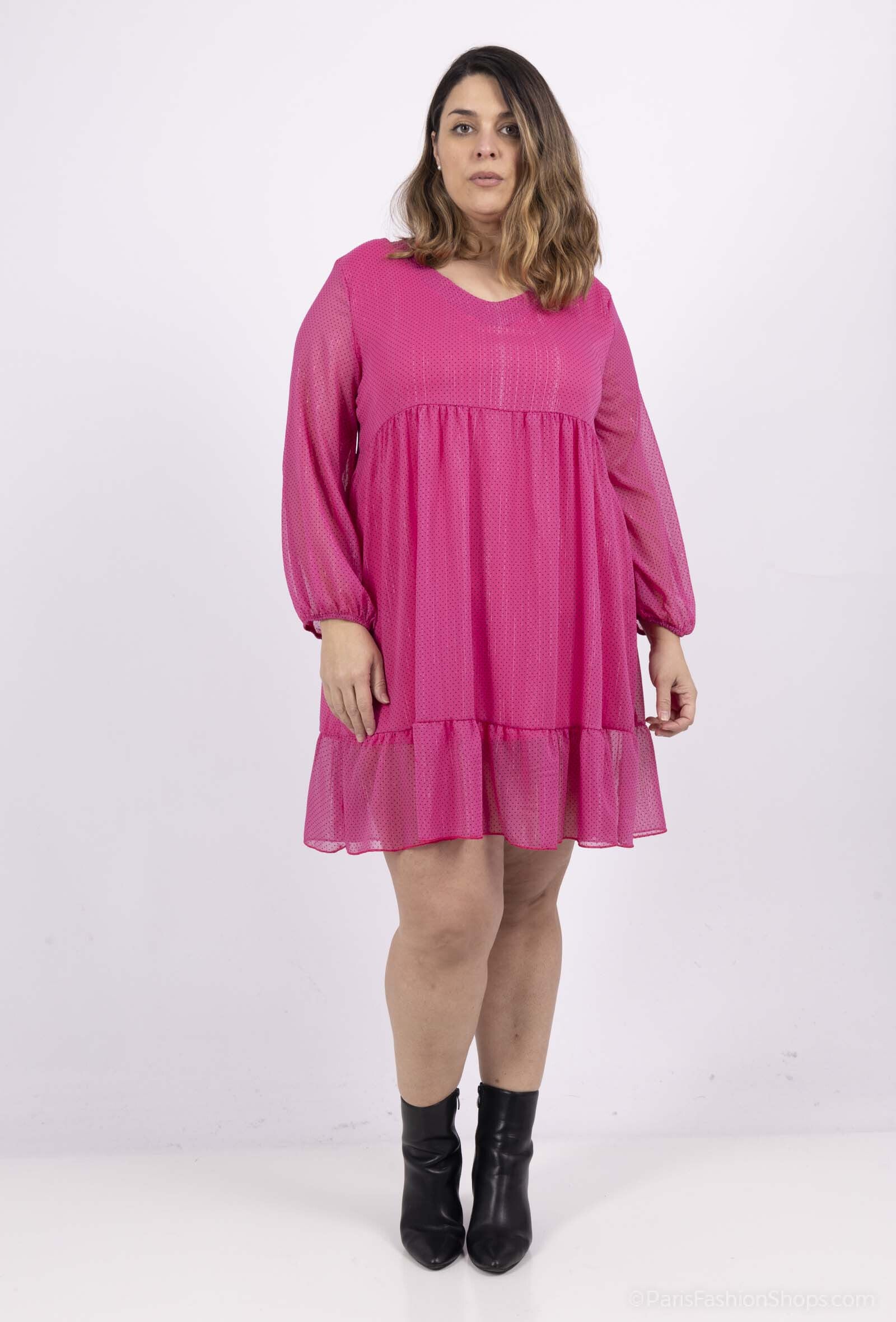 Plus Size Klänning med Volanger och Metalltrådar
