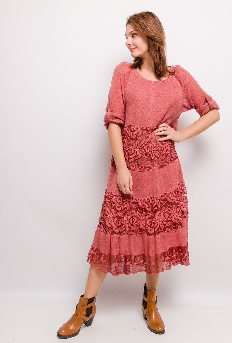 Plus Size Bi-material Klänning