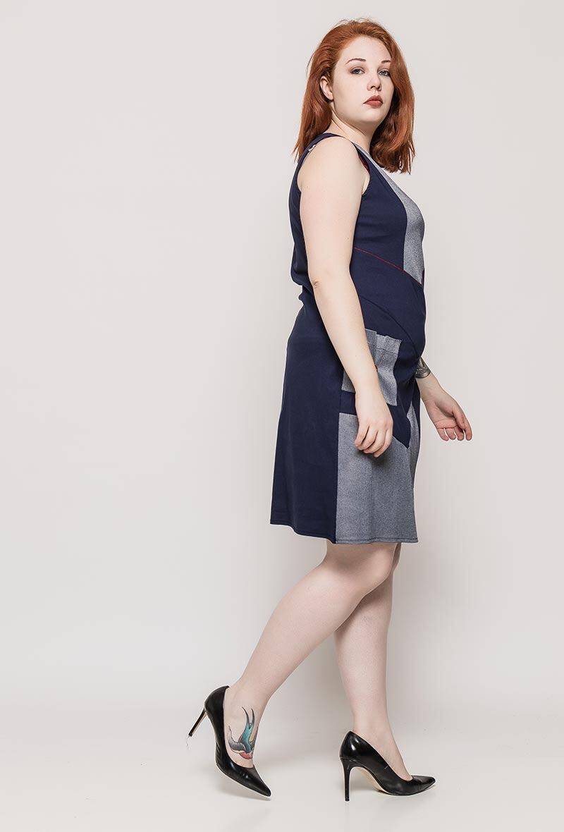 Dress color block i Stor Storlek