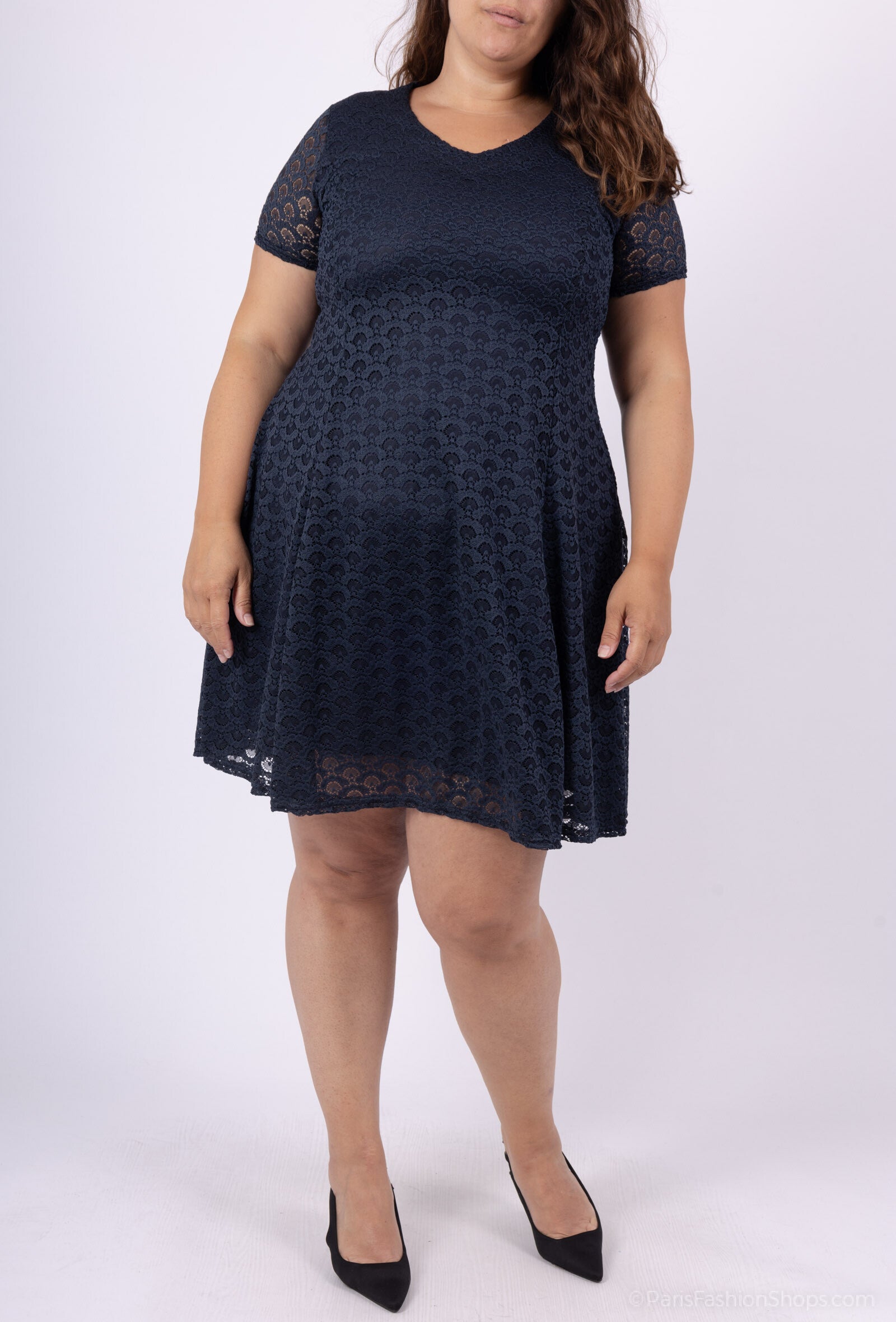 Plus Size Lace dress with flared doublet