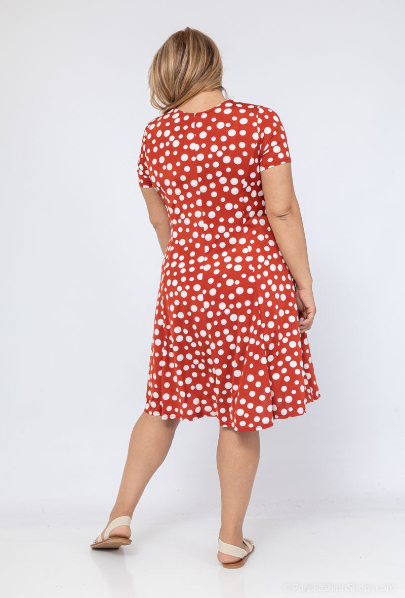 Plus Size Flared Polka Dot Dress