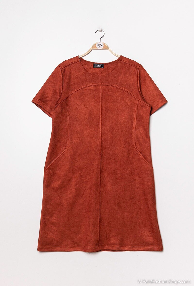 Suede dress i Stor Storlek