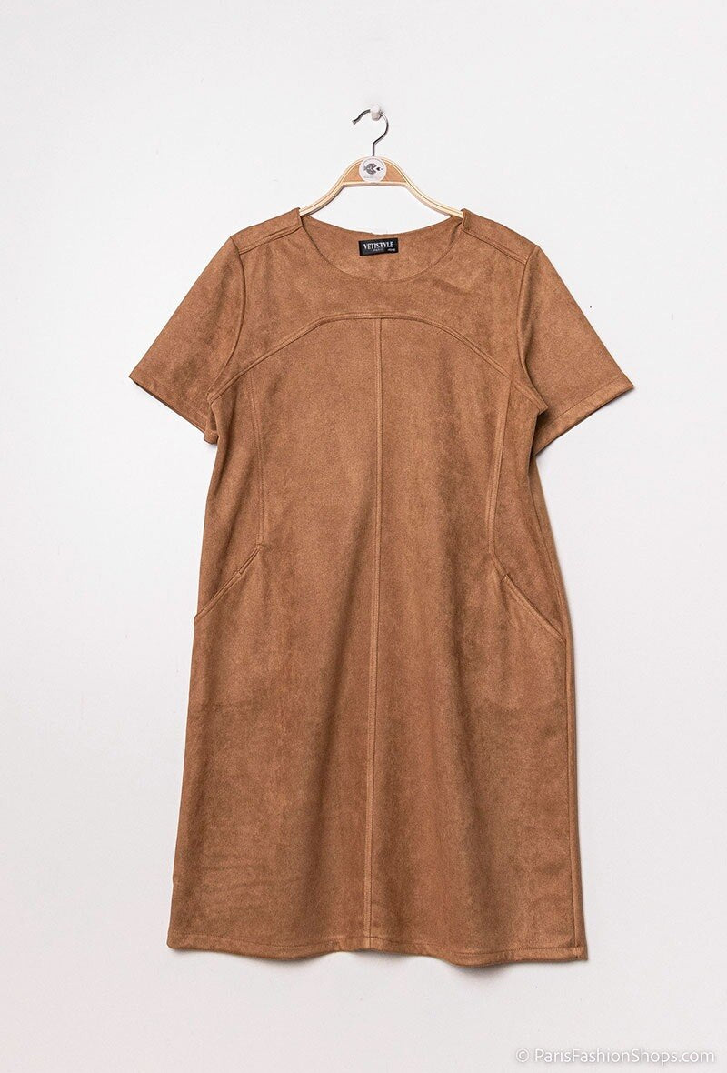 Suede dress i Stor Storlek