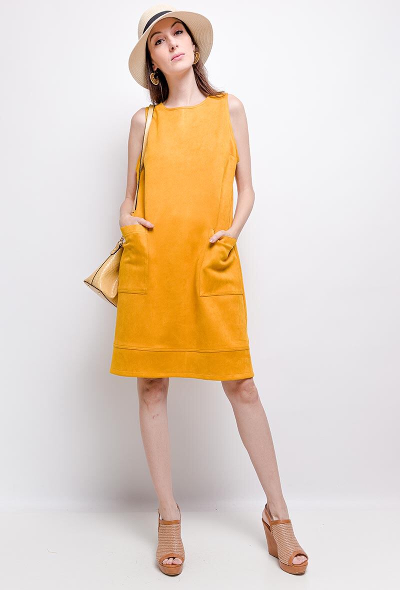 Suede Dress i Stor Storlek